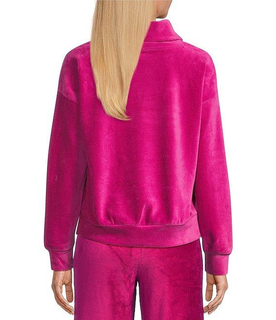 Westbound Coordinating Velour Rib Long Sleeve Funnel Neck Top Product Image
