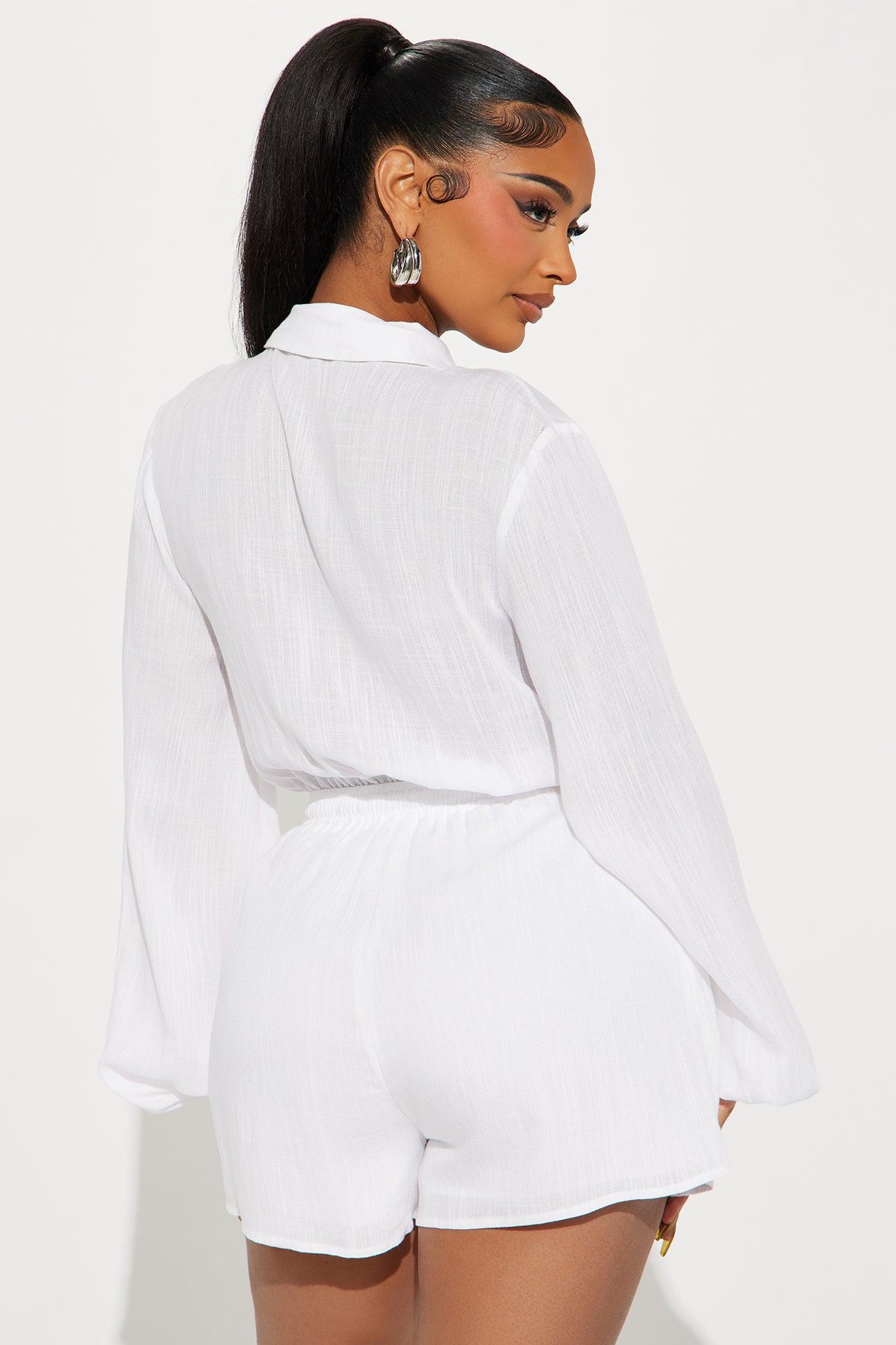 Hamptons Linen Romper - White Product Image