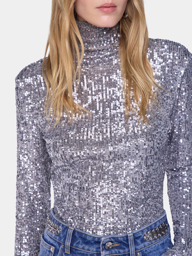 TURTLENECK TOP IN SEQUINS Product Image