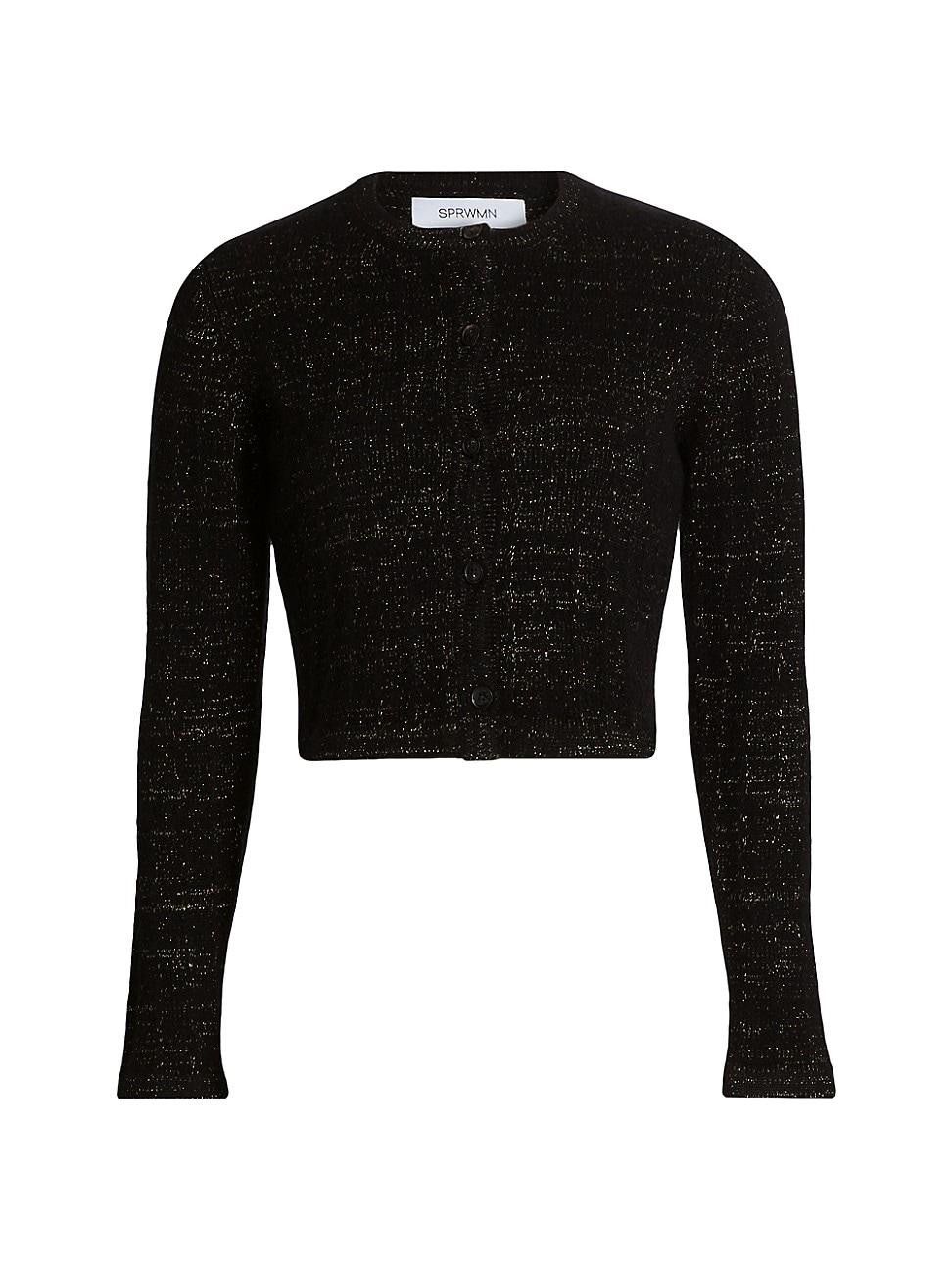 Womens Cashmere Crewneck Crop Cardigan Product Image