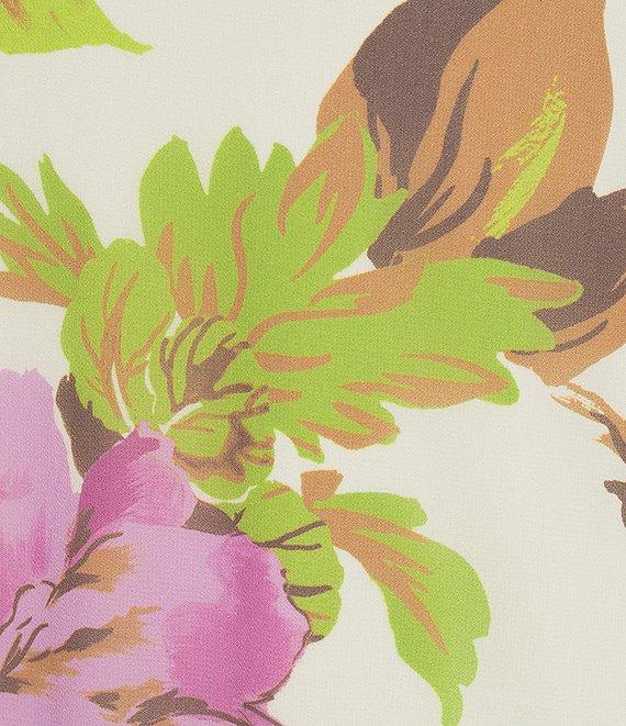 City Vibe Chiffon Floral Print Drape Neck Drop Waist Ruffle Tiered Maxi Dress Product Image