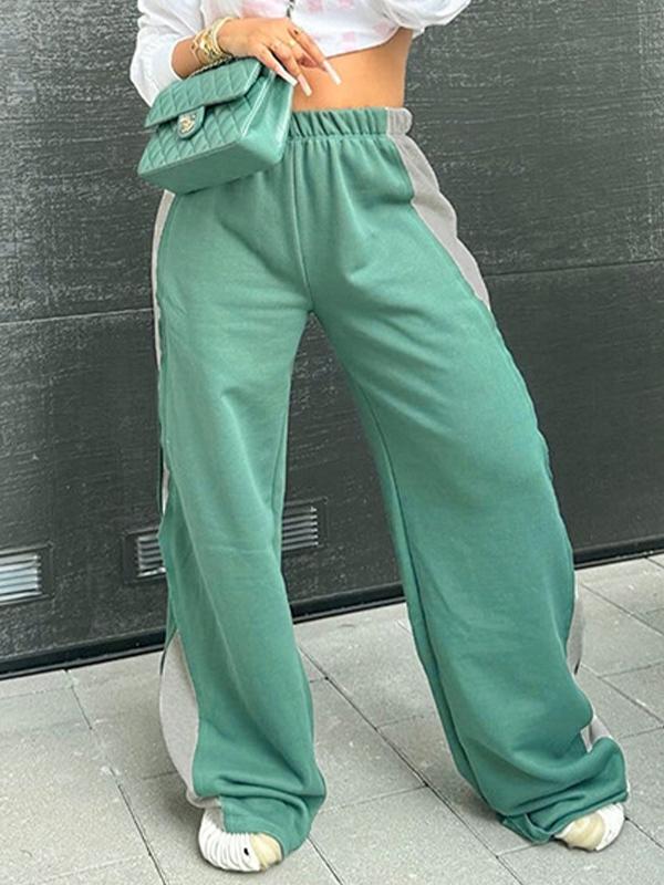 Contrast Color Splice Sweatpants Product Image