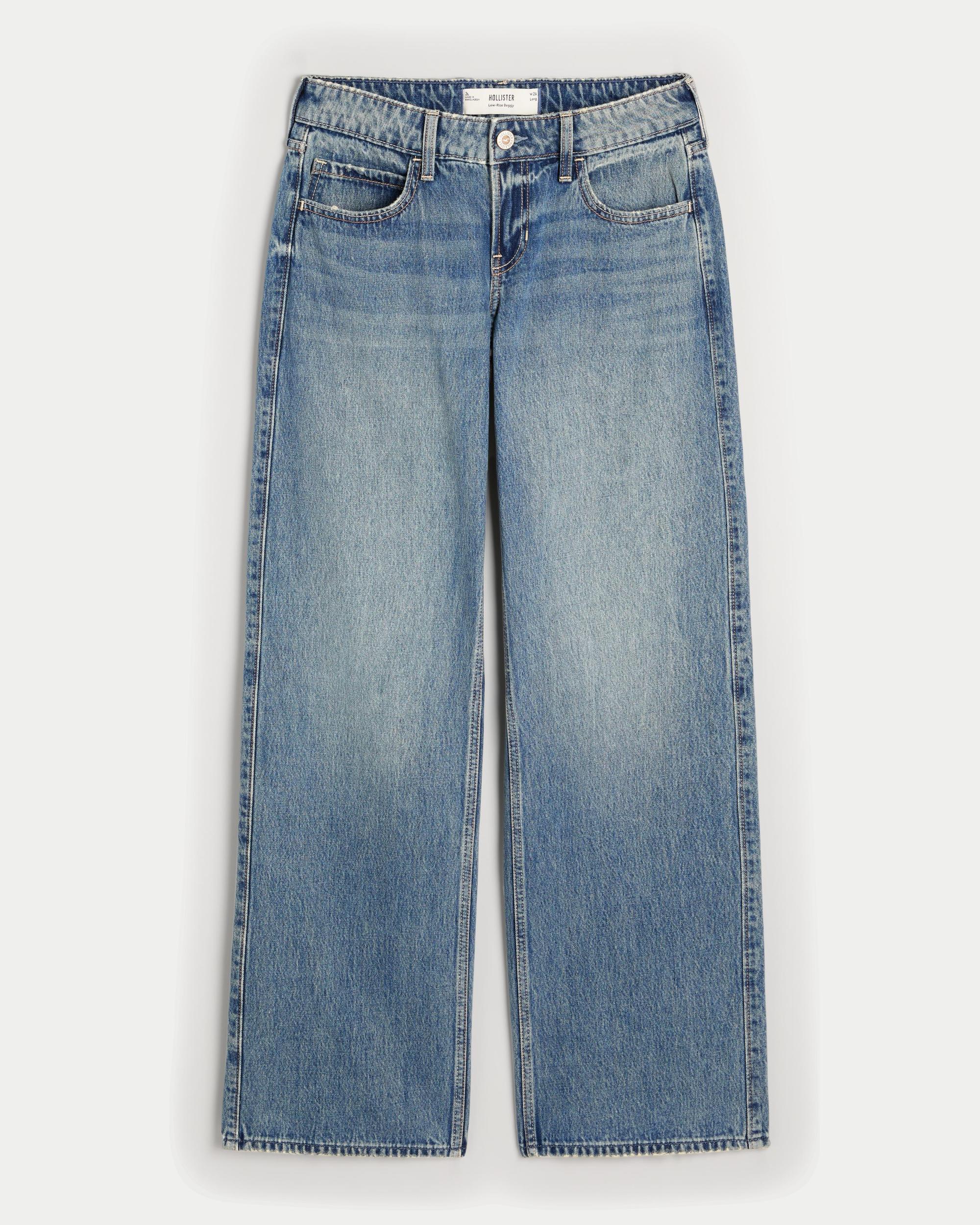 Low-Rise Ripped Light Wash Baggy Jeans Product Image