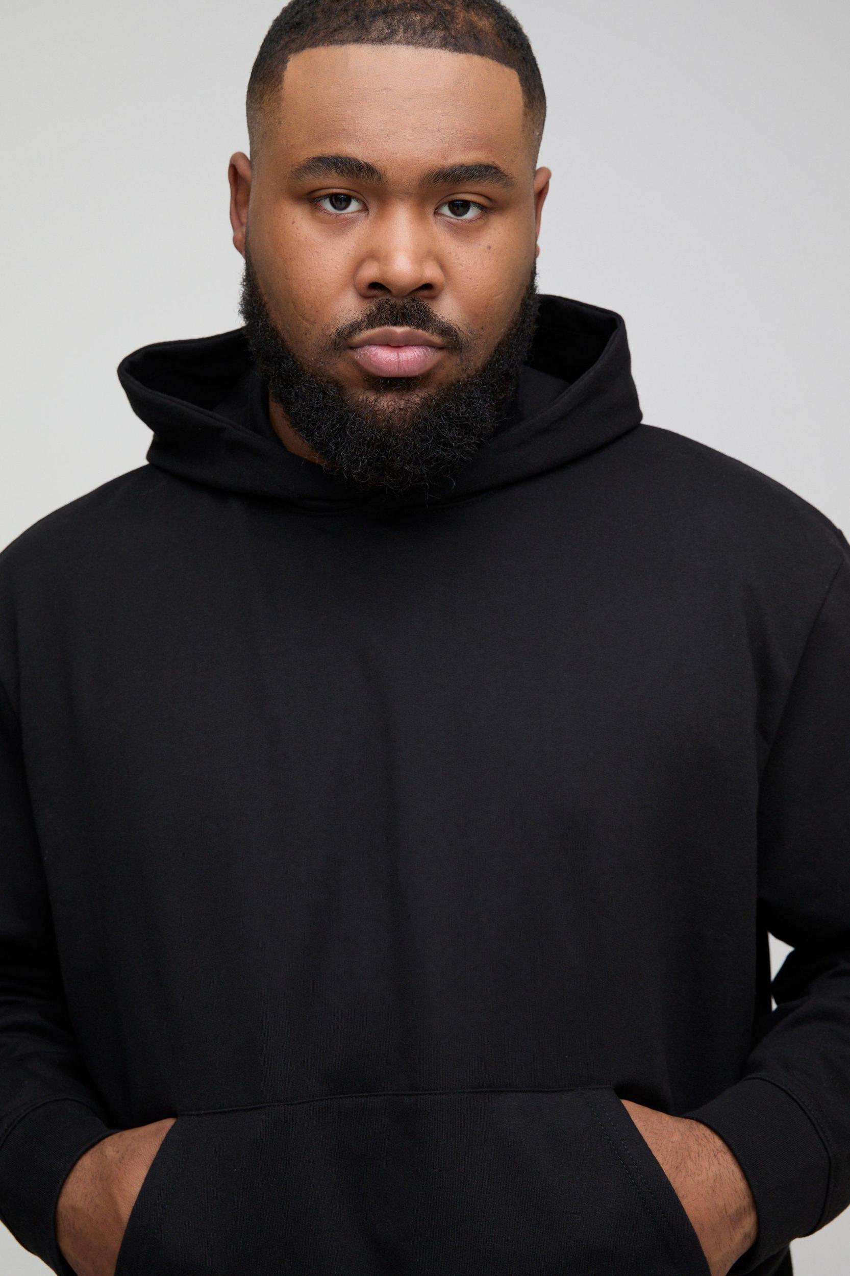 Plus 260GSM Loopback Boxy Oversized Fit Basic Hoodie | boohooMAN USA Product Image