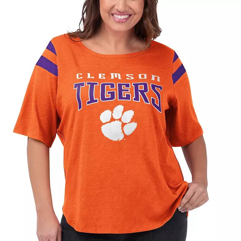 Women's G-III 4Her by Carl Banks Orange Clemson Tigers Plus Size Linebacker Half-Sleeve T-Shirt, Size: 2XL Product Image