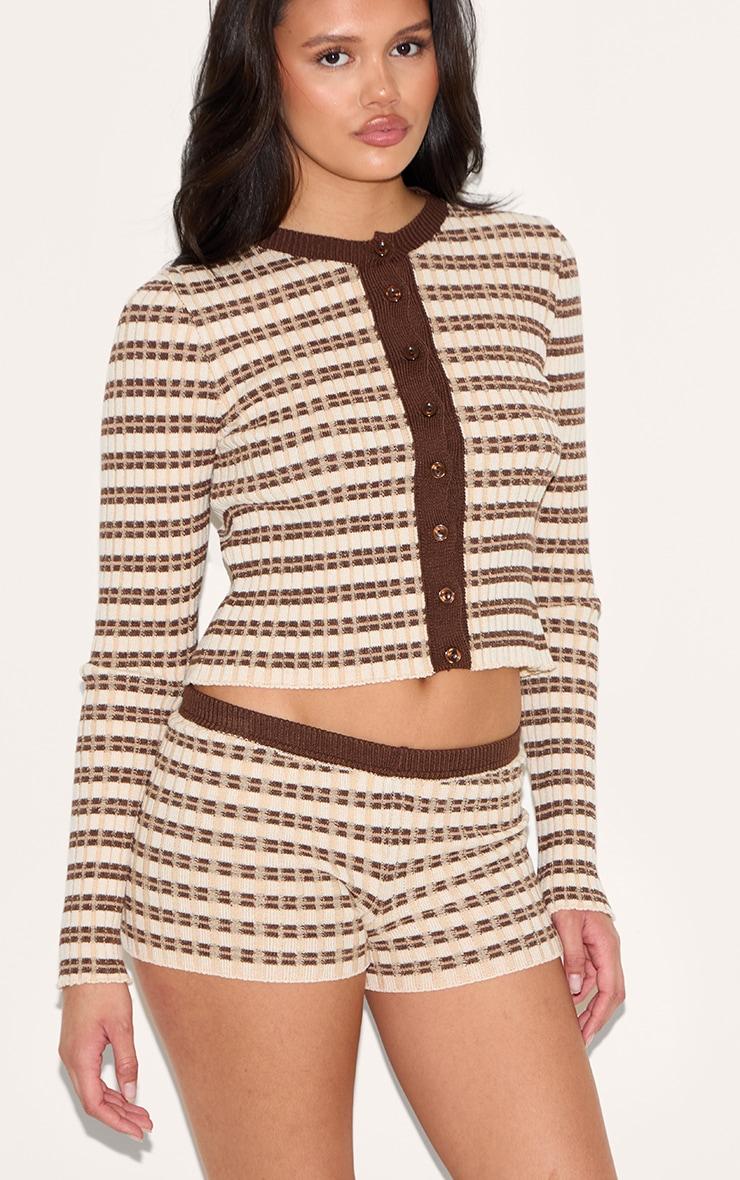 Chocolate Stripe Knitted Shorts Product Image