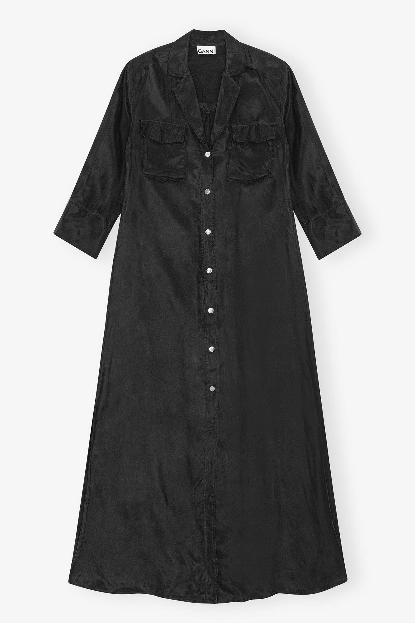 Black Fluid Cupro Maxi Dress Product Image