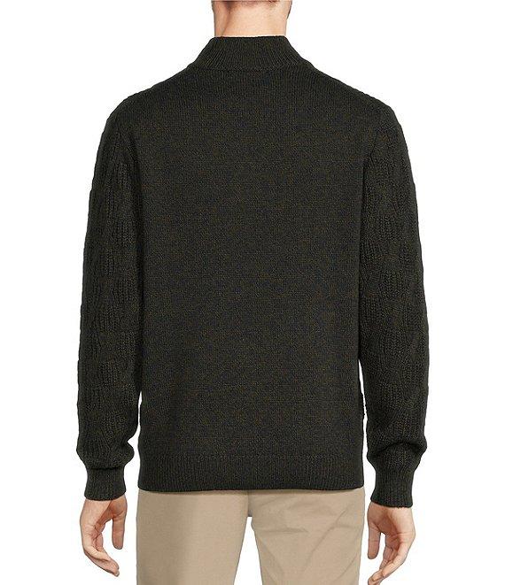 Roundtree & Yorke Long Sleeve Textured Cable Knit Solid Quarter-Zip Sweater Product Image