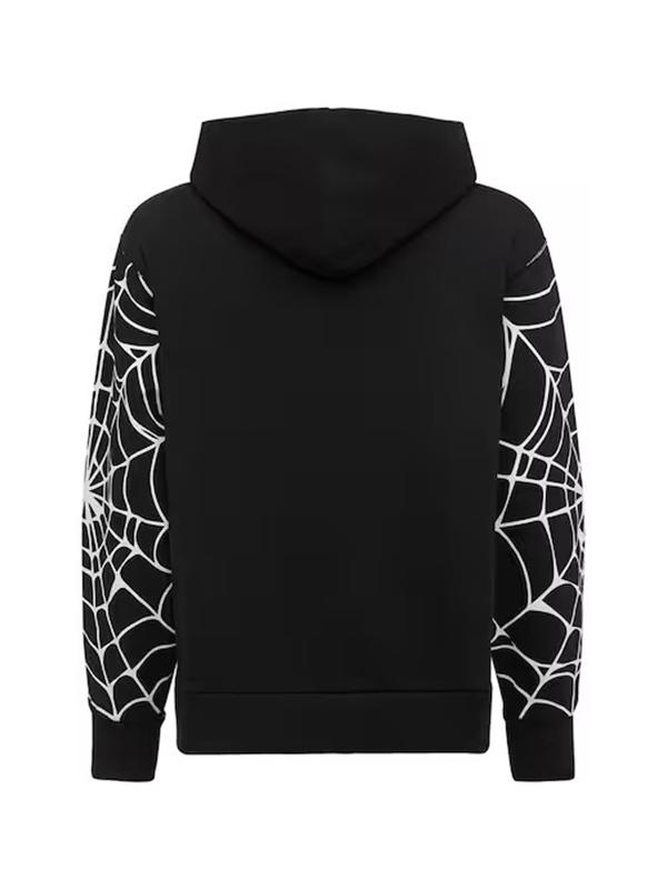 Street Spider Web Print Oversized Hoodie Product Image