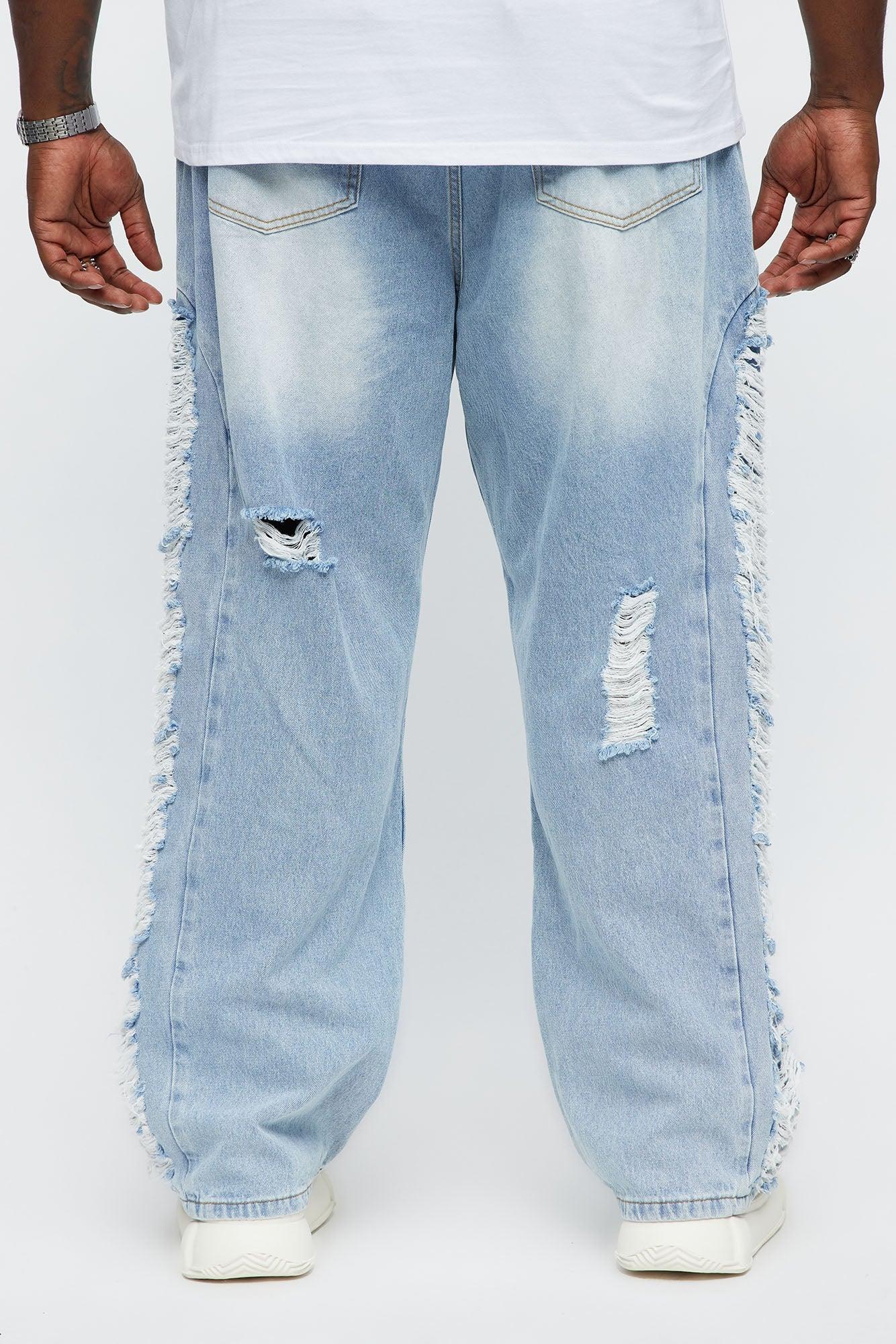Baggy Busy In These Streets Destroyed Jeans - Light Blue Wash Male Product Image