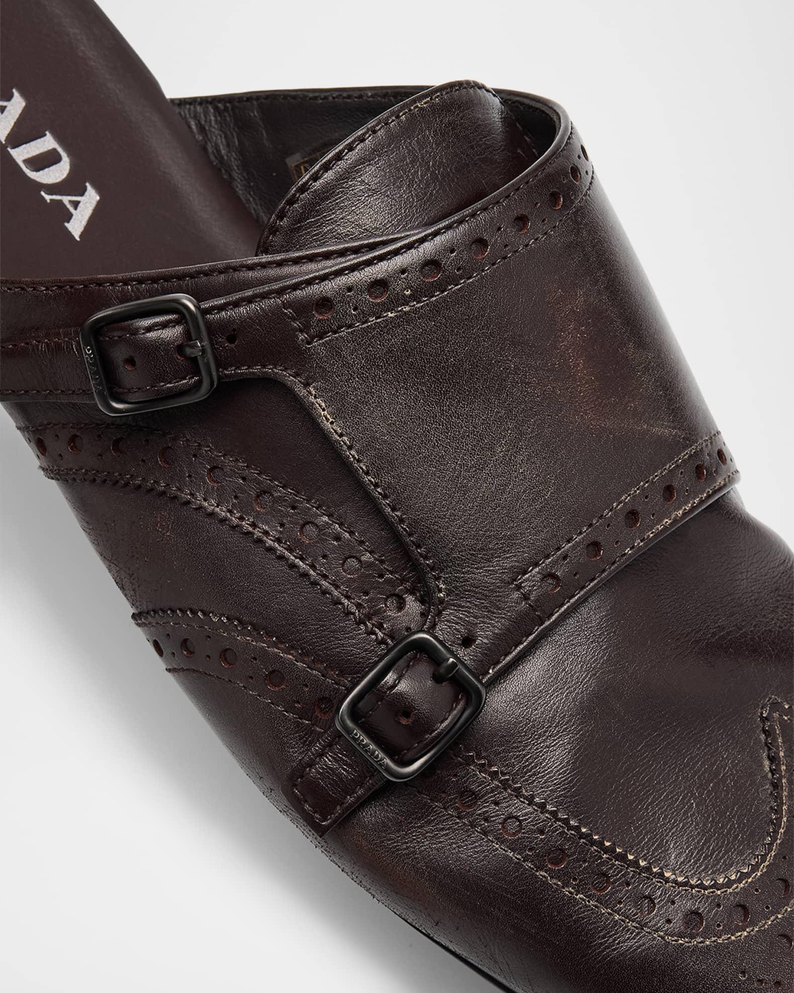 Men's Shuffle Leather Double-Monk Strap Mules Product Image