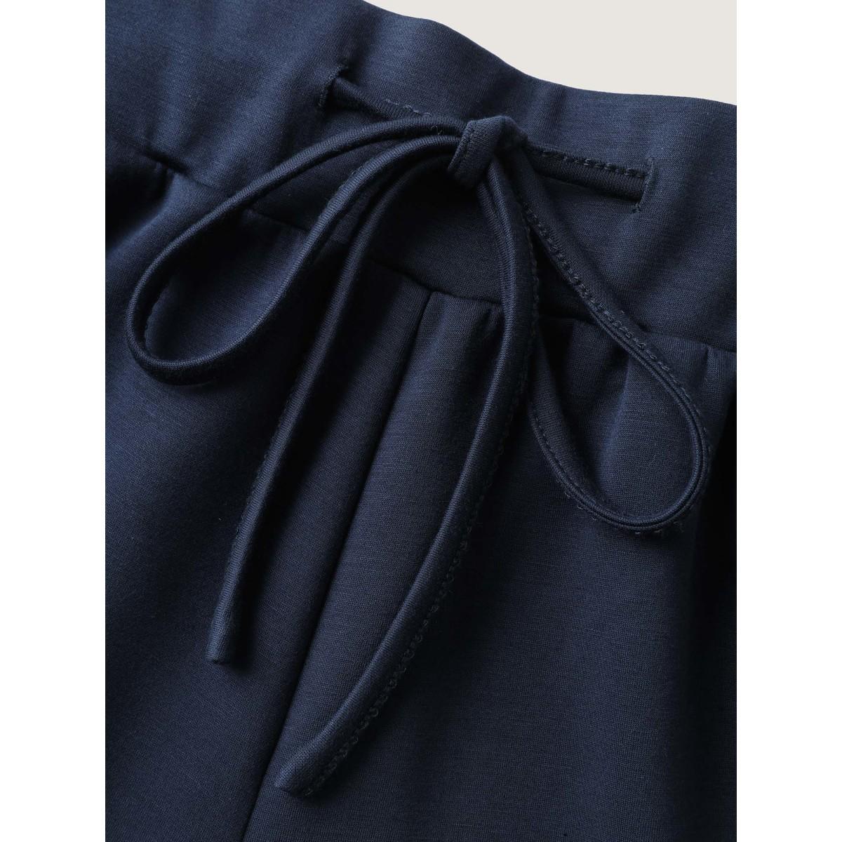 Plus Size Supersoft Wide Waistbelt Shorts Women Indigo Leisure Roll Hem Straight Leg Casual Shorts BloomChic 14-16/1X Product Image