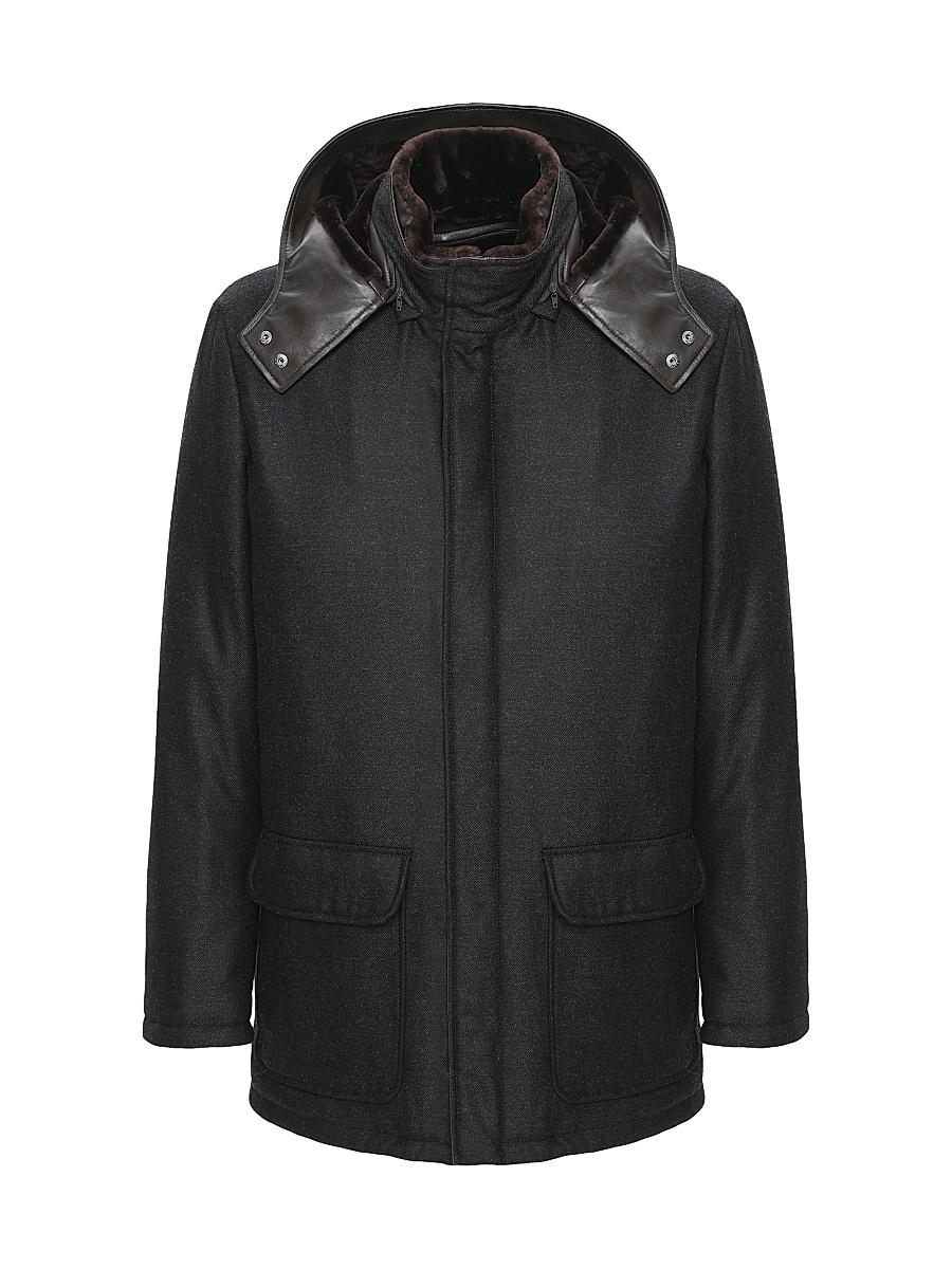 Mens Wool and Cashmere Blend Parka with Shearling Lining Product Image