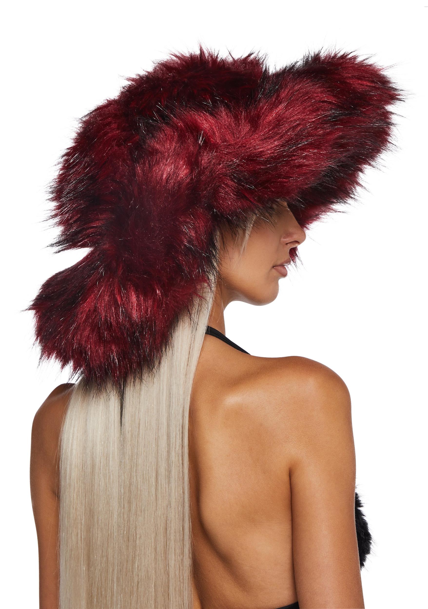Darker Wavs Faux Fur Oversized Bucket Hat - Red Product Image
