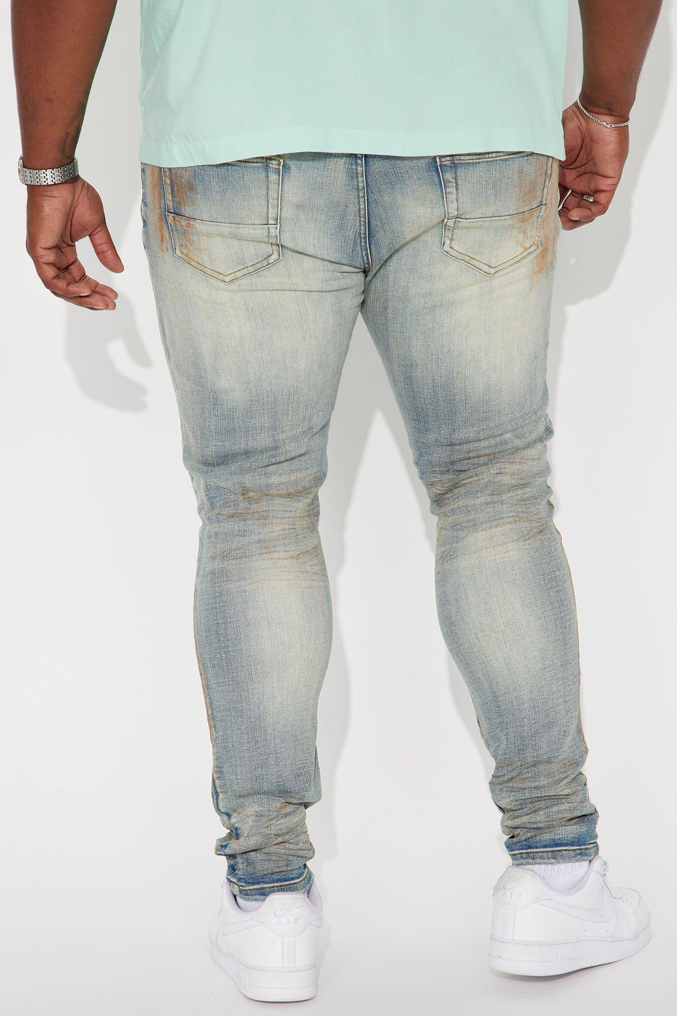 Drop It Ripped Knee Stacked Skinny Jeans - Medium Wash Product Image