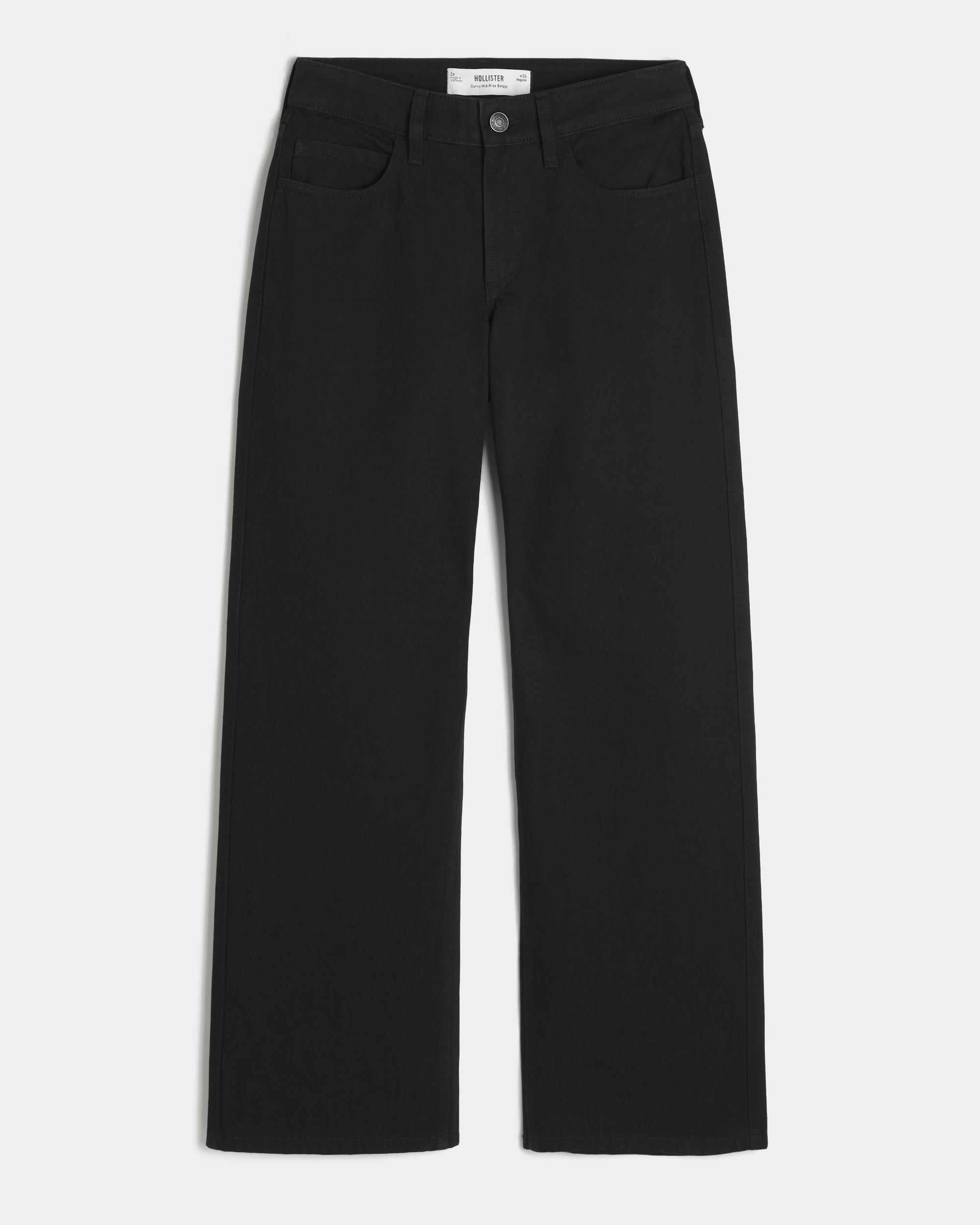 Curvy Mid-Rise Black Baggy Jeans Product Image