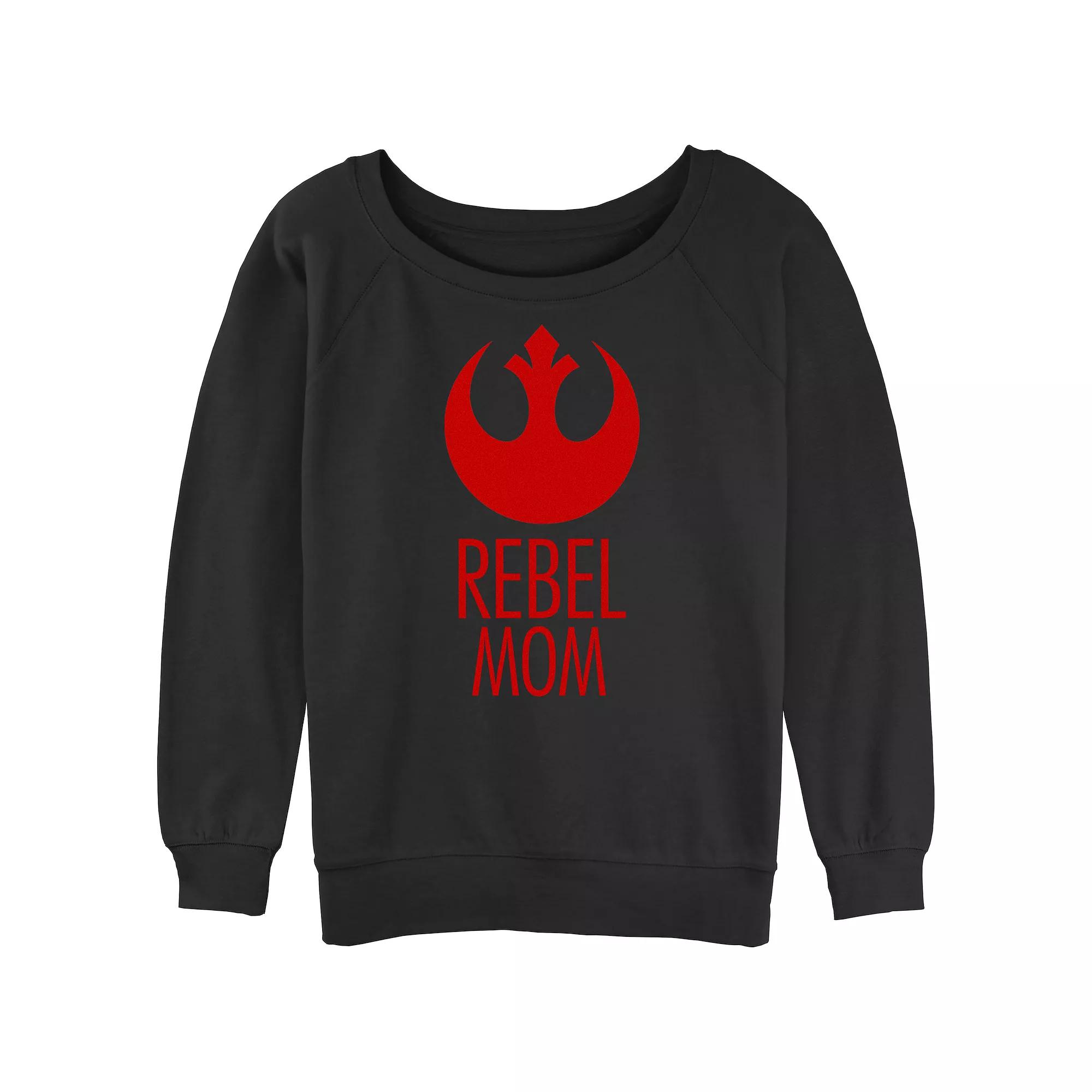 Juniors' Star Wars Rebel Mom Rebel Logo Slouchy Terry Pullover, Girl's, Size: XXL, Black Product Image