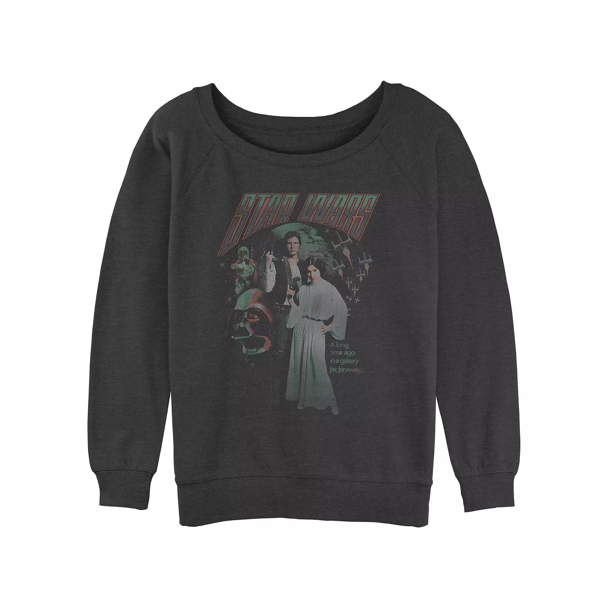 Juniors' Star Wars A Long Time Ago Group Shot Logo Slouchy Graphic Sweatshirt, Girl's,  Product Image