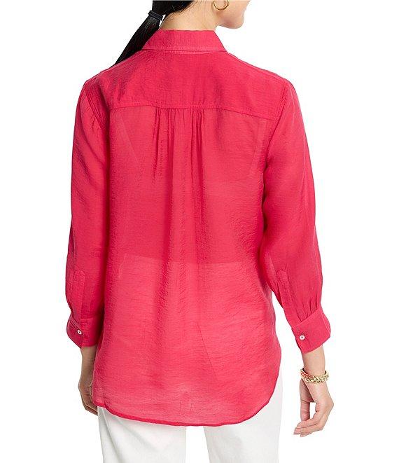 NIC + ZOE Breeze Point Collar Bracelet Sleeve Button Front Shirt Product Image