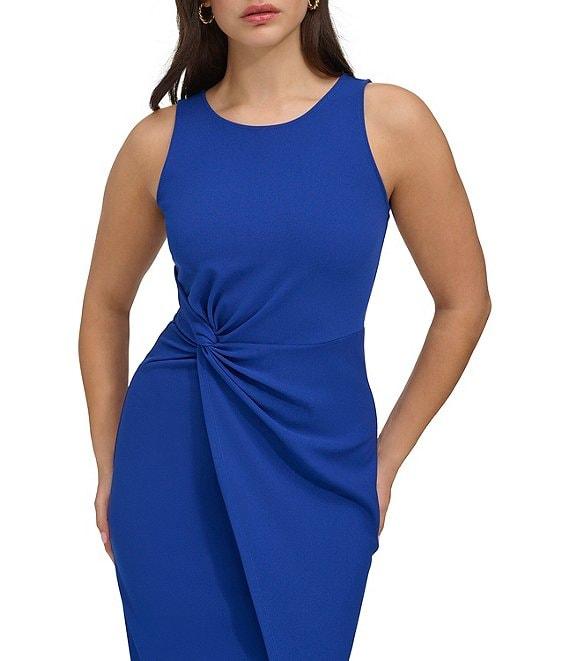 SIENA Sleeveless Twist Front Crepe Faux Wrap Midi Dress Product Image