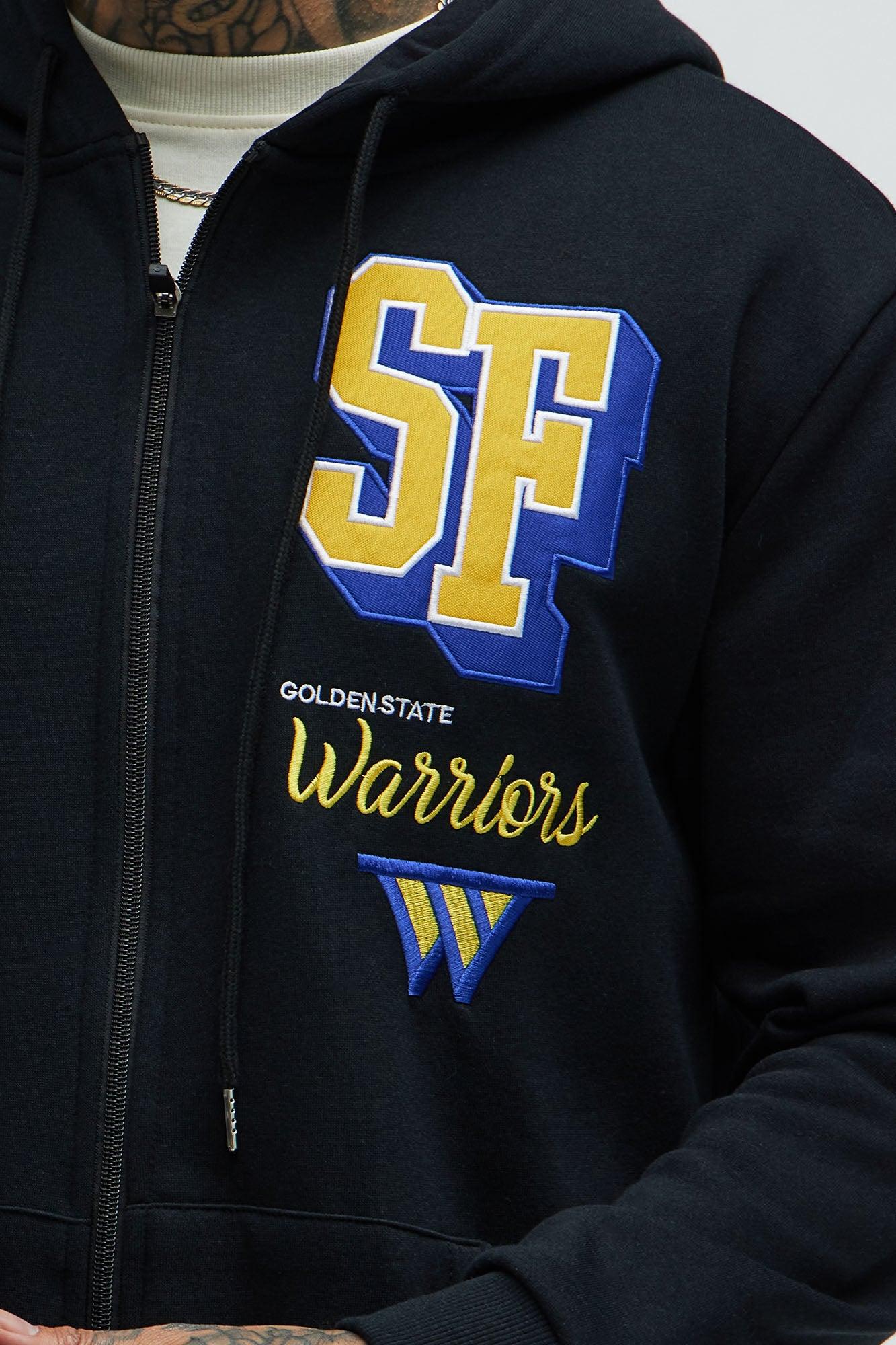 Warriors Bold Zip Up Hoodie - Black Male Product Image