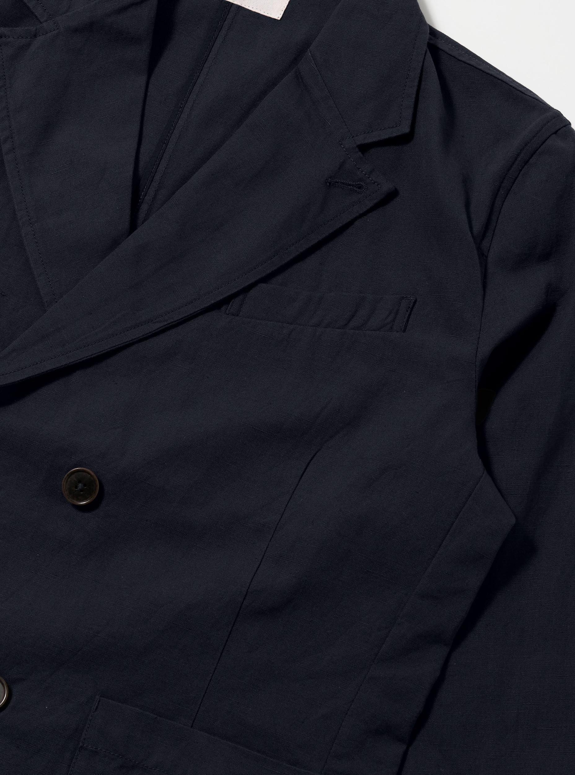 Universal Works Manor Jacket in Navy Linen Slub Weave Product Image
