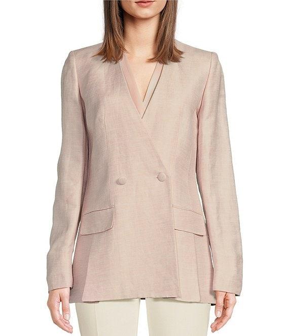 Calvin Klein Twill Long Sleeve Flap Pocket V-Neck Blazer Product Image
