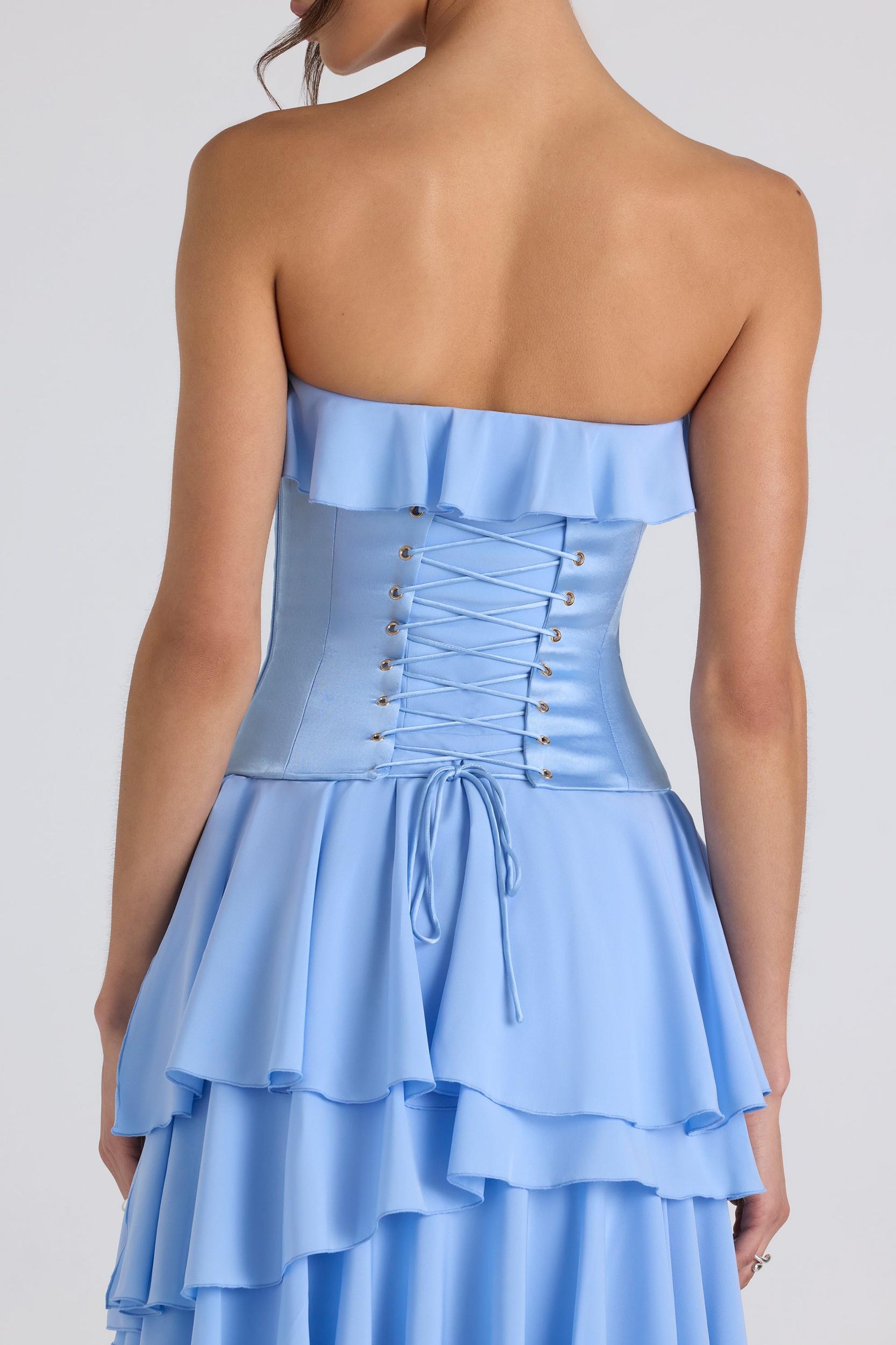 Tiered Corset Gown in Sky Blue Product Image