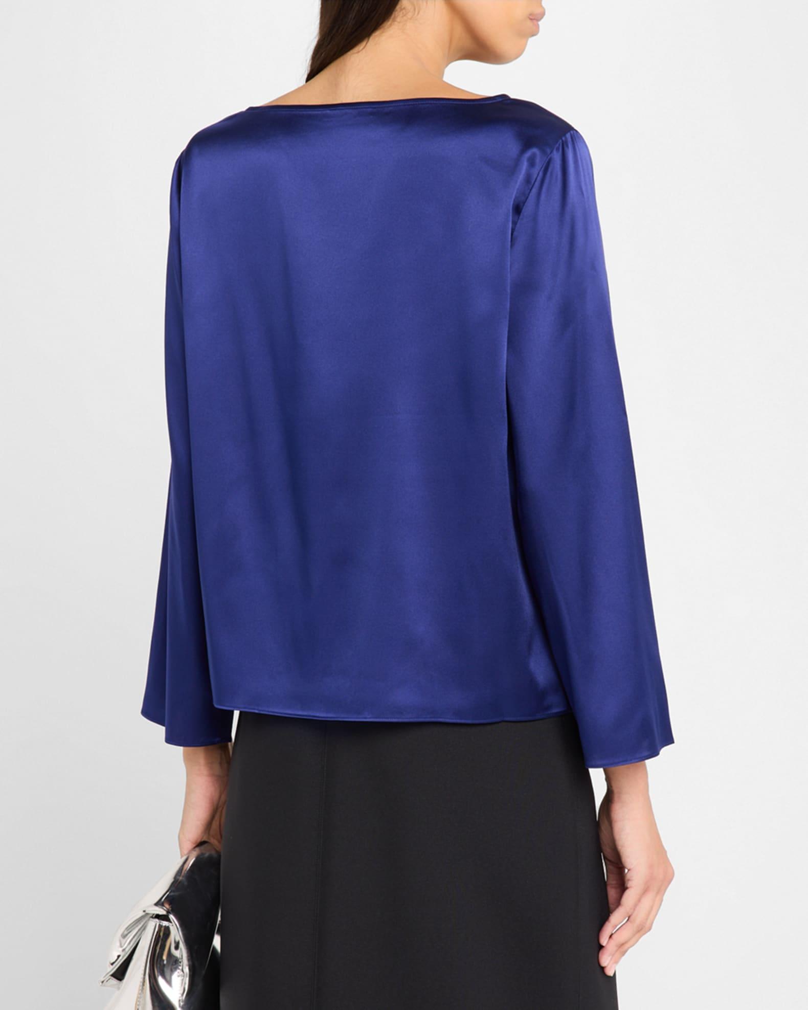 Bateau-Neck Silk Charmeuse Top Product Image