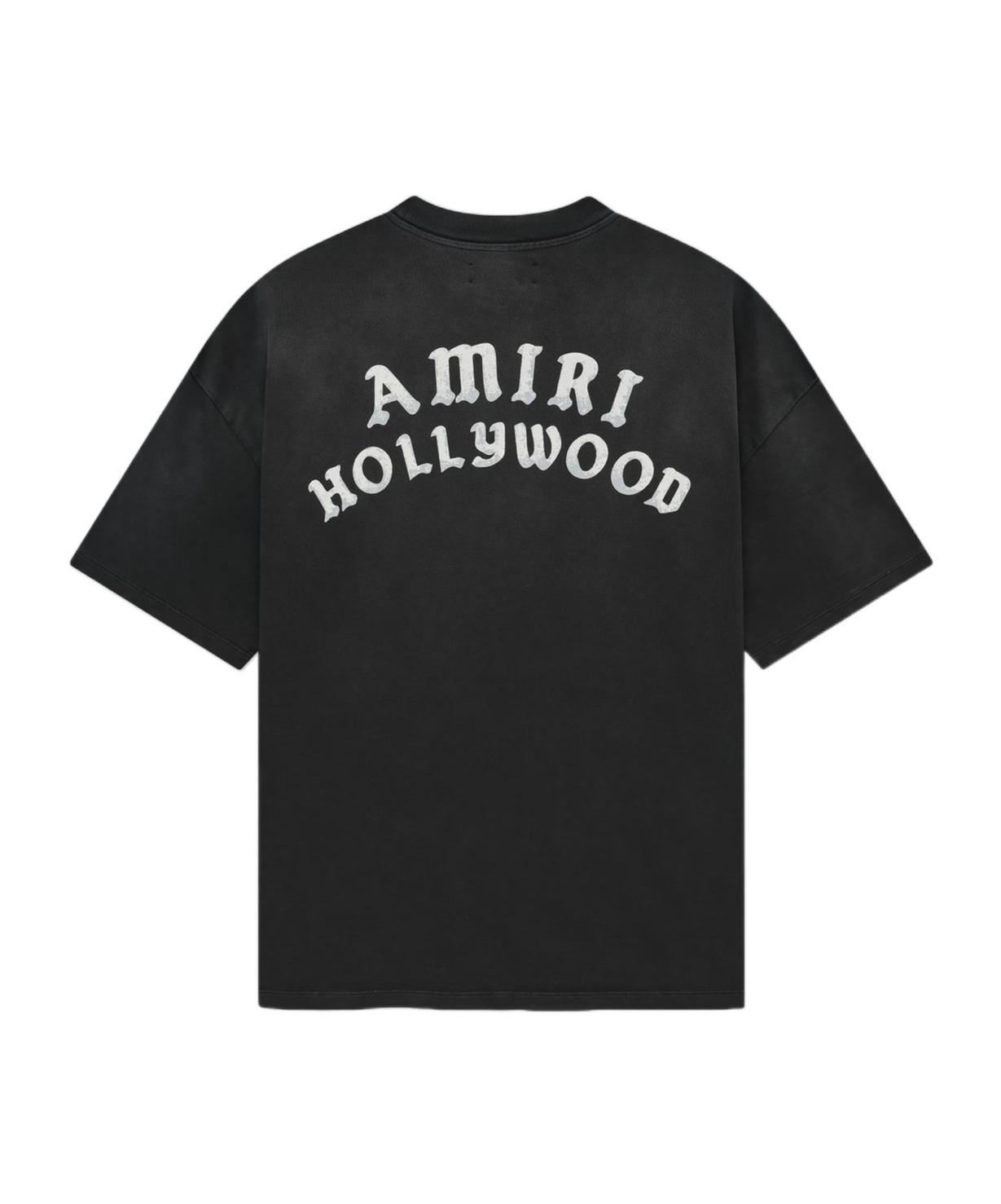 AMIRI Black Crewneck T-shirt With Logo Lettering On Front And Rear Product Image