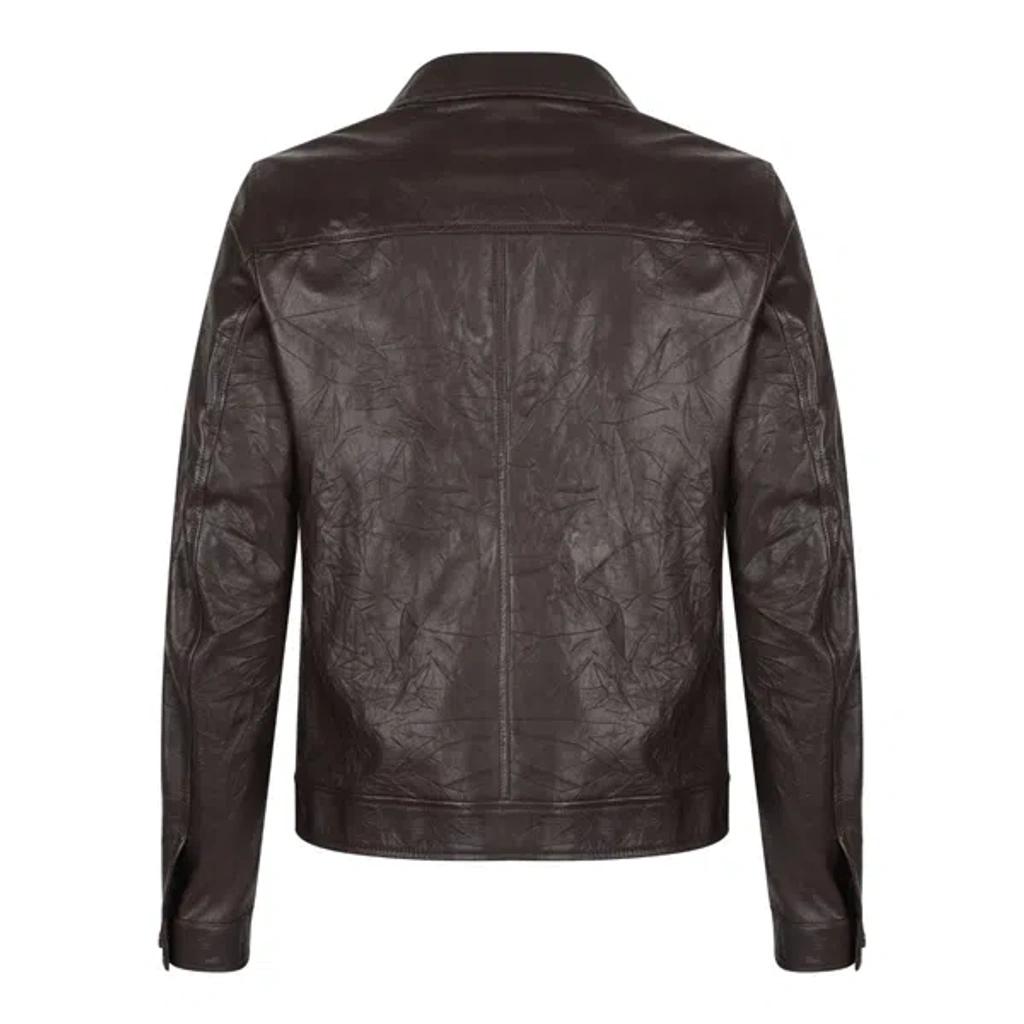 DOLCE & GABBANA Zipped Leather Jacket In Brown Product Image
