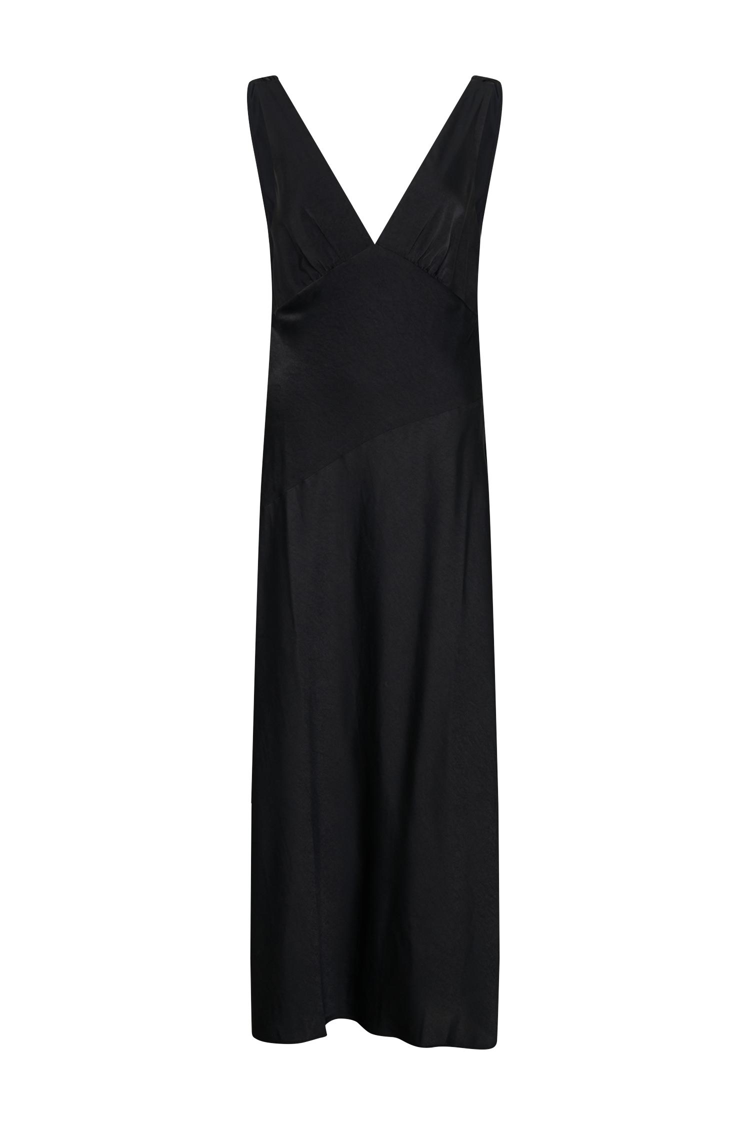 Nadia Maxi Satin Dress With Back Cowl - Black Product Image