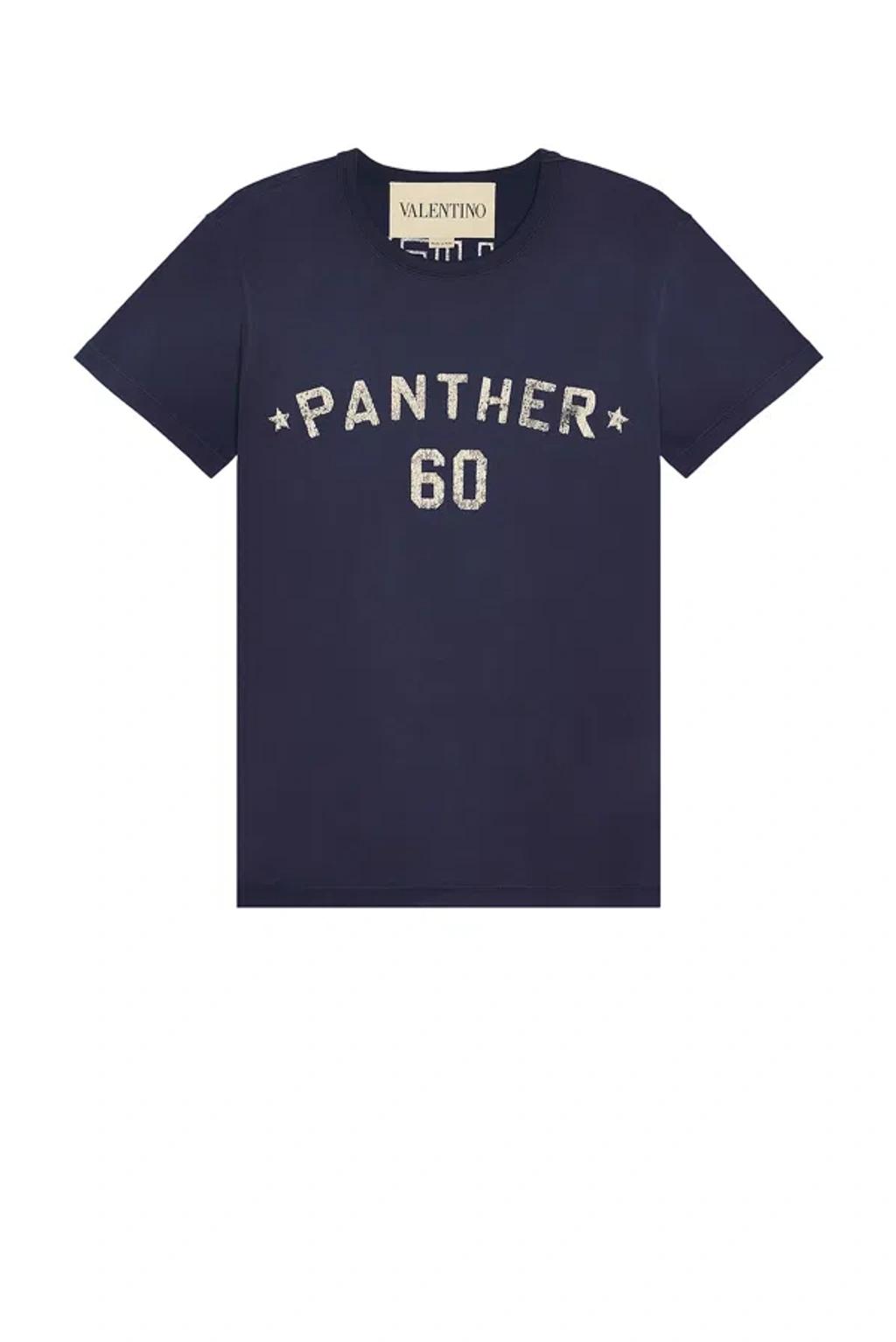 VALENTINO Garavani Navy Cotton T-shirt In Blue Product Image