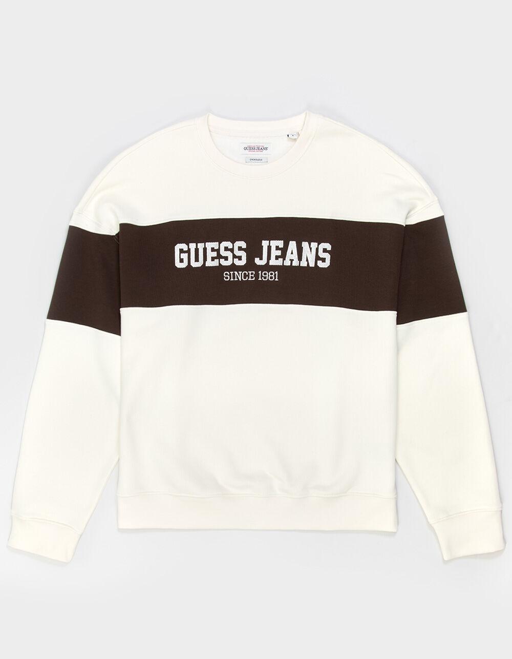 GUESS JEANS Stripe Mens Crewneck Sweatshirt - NAVY Product Image