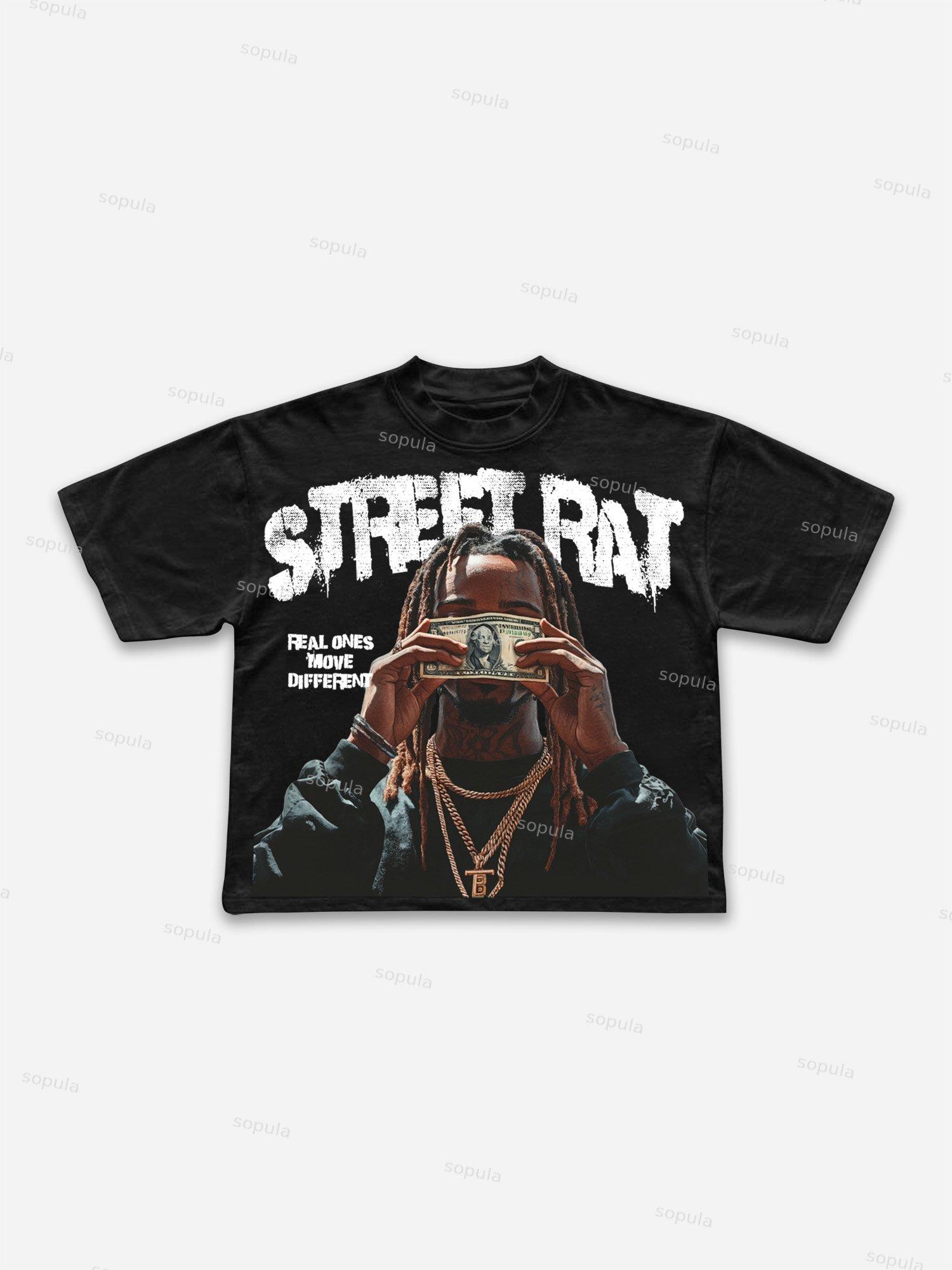 Street Gangster Money Character Graphic Cropped T-shirt Product Image