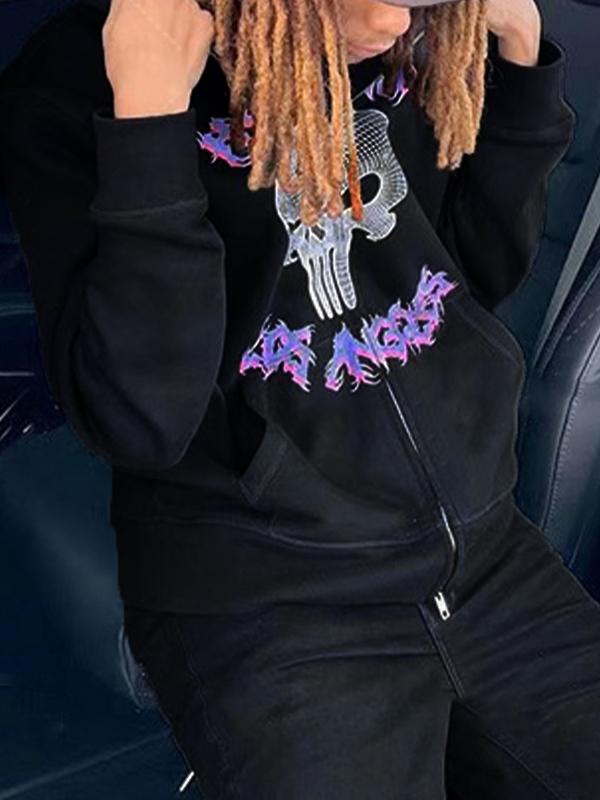 Men's Rock Skull Print Oversized Hoodie Product Image