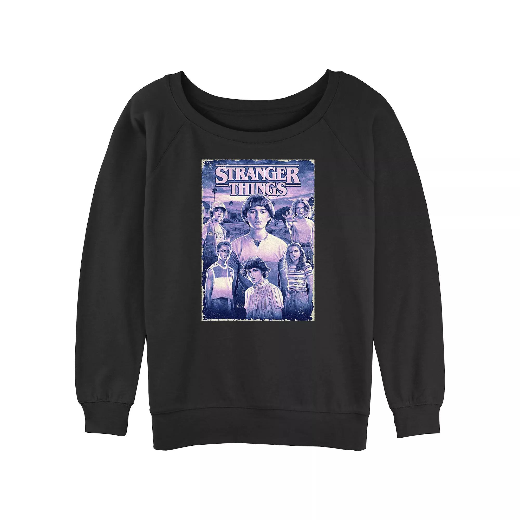 Juniors' Stranger Things Friends Poster Slouchy Terry Graphic Pullover, Women's, Size: XXL, Black Product Image