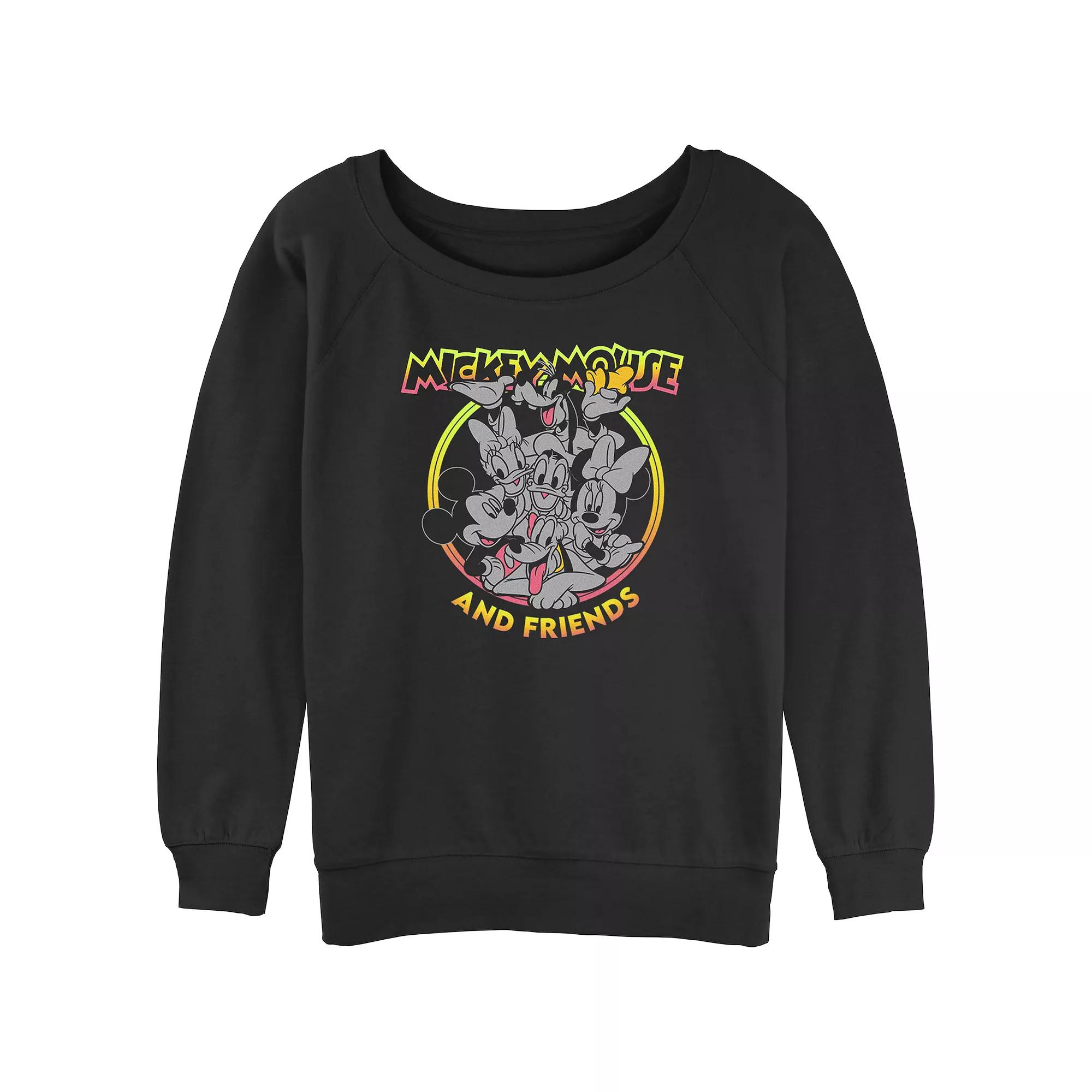 Disney's Mickey Mouse Bright Pals Juniors' Graphic Slouchy Terry, Women's, Size: XXL, Black Product Image