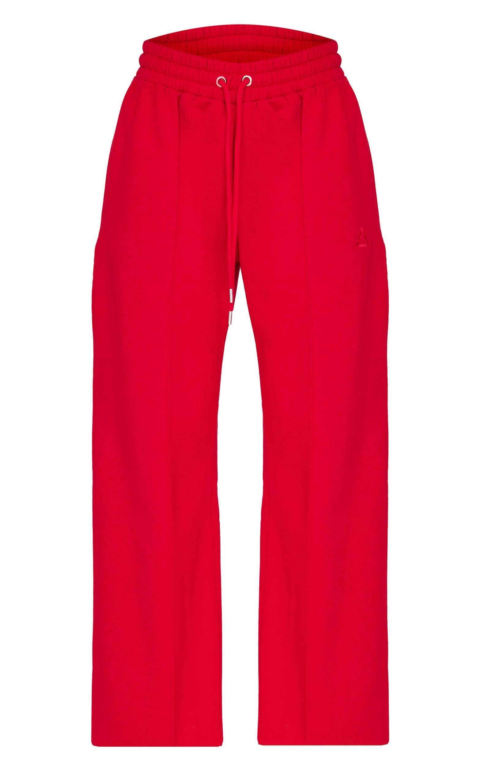 Dark Red Embroidered Straight Leg Sweatpants Product Image