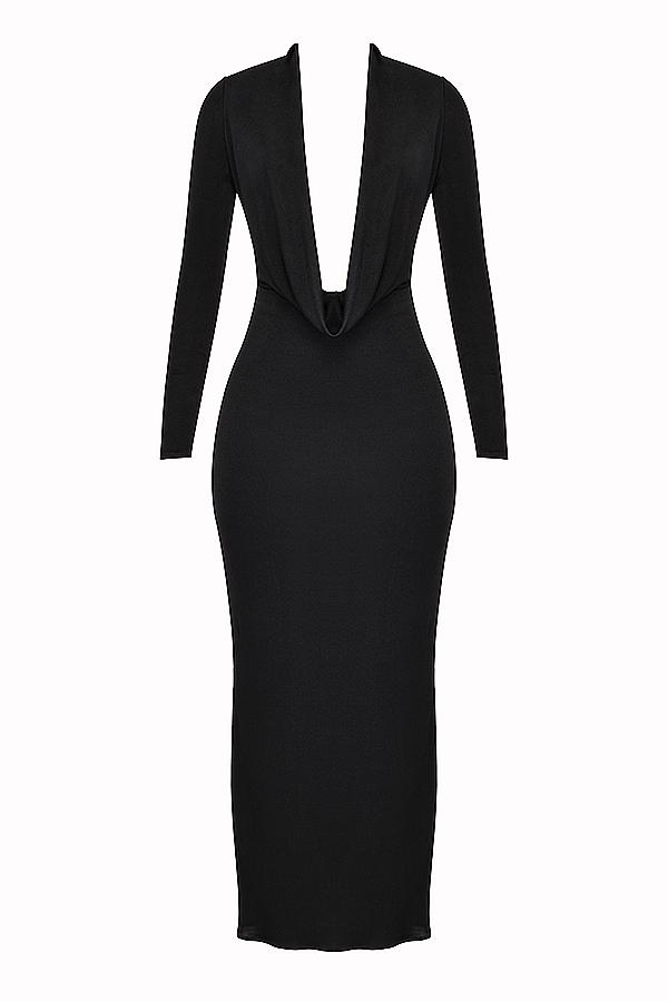 Saskia  black draped maxi dress Product Image