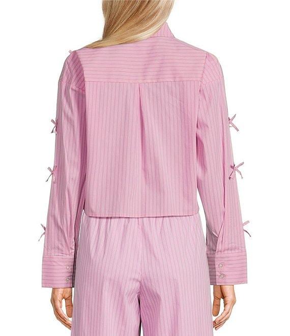 GB Woven Long Sleeve Bow Button-Front Top Product Image