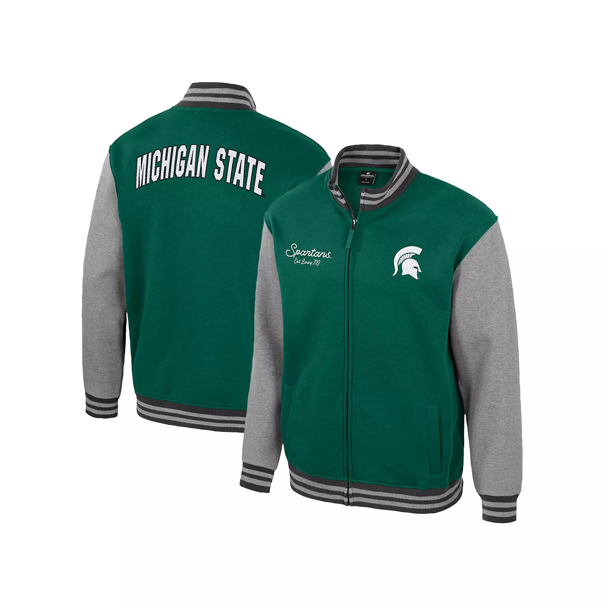 Men's Colosseum  Green Michigan State Spartans Ambi-Turner Full-Zip Varsity Jacket, Size: Small Product Image
