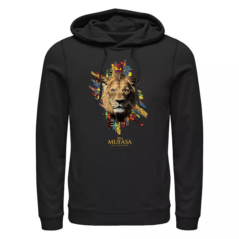 Disney's Mufasa The Lion King African Prints Background Men's Graphic Hoodie, Size: XL, Black Product Image