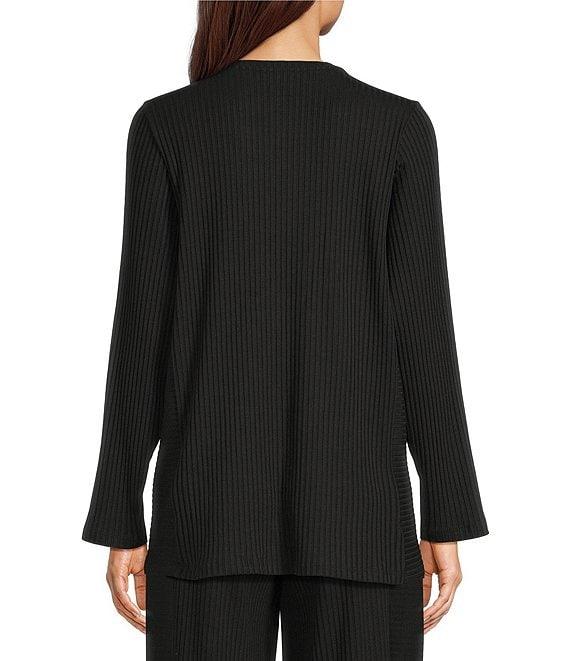 Eileen Fisher Textured Stretch Rib Knit Round Neck Long Sleeve Tunic Product Image