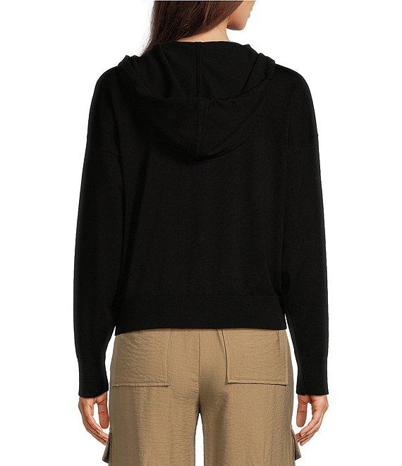 DKNY By Donna Karan Satin Pocket Full-Zip Hooded Jacket Product Image