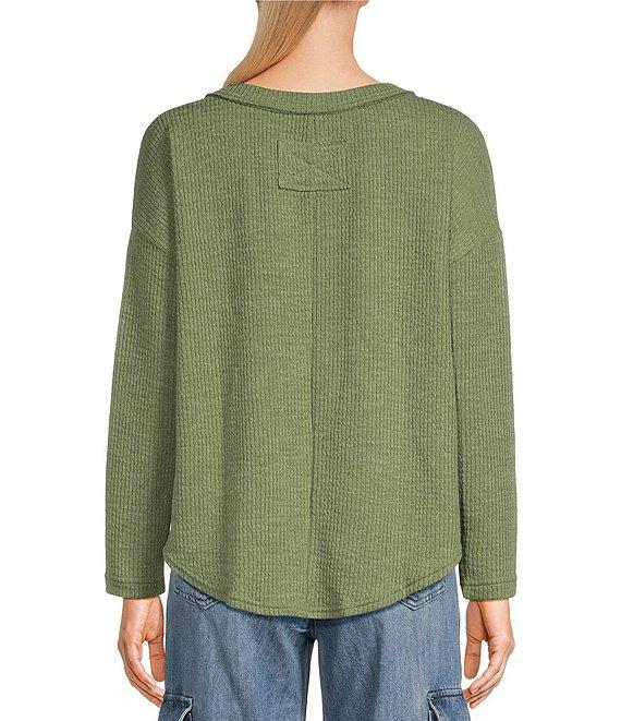 Blu Pepper Long Sleeve Henley Knit Top Product Image