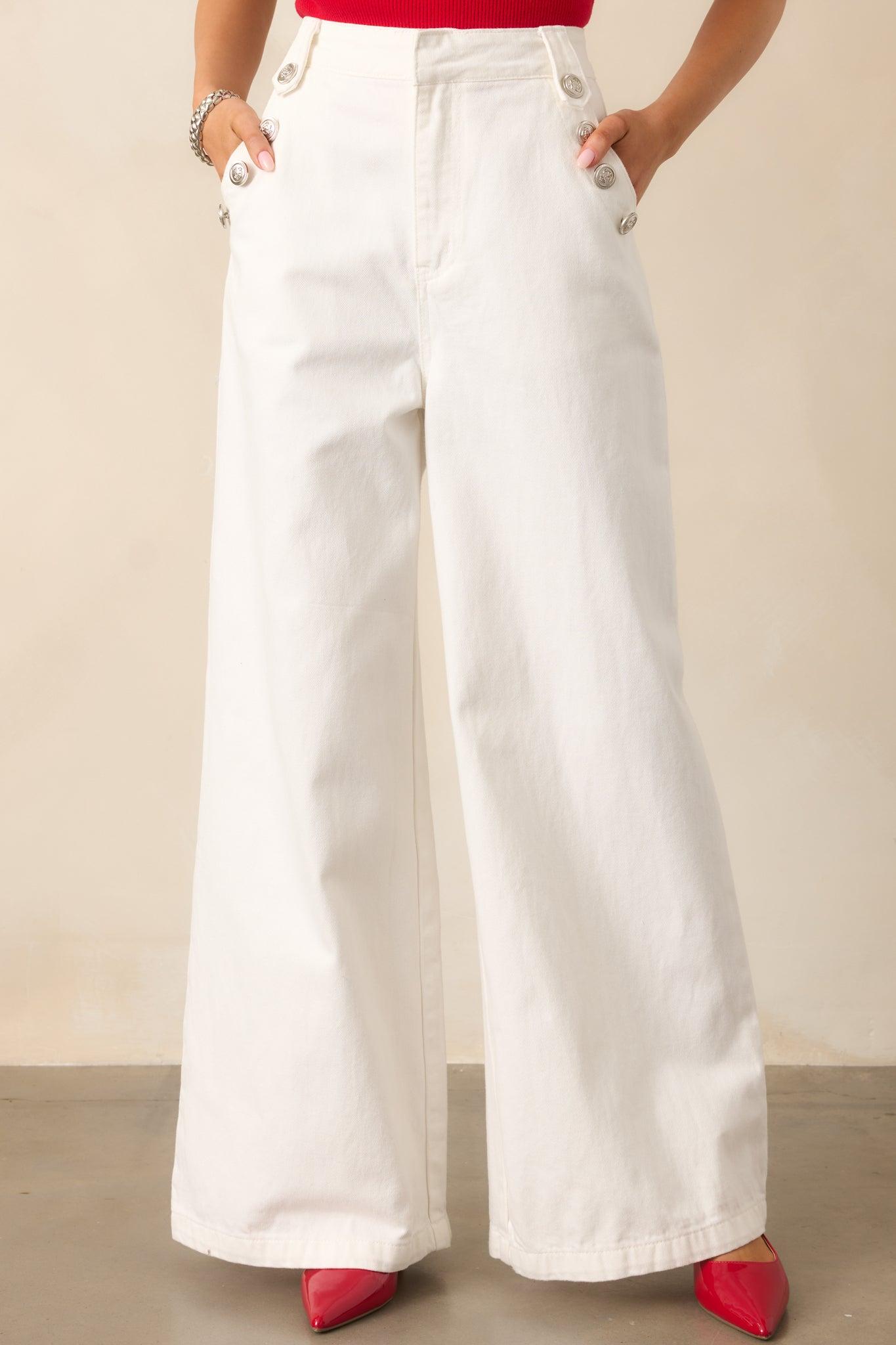 Shopping Day White Wide Leg Jeans Product Image