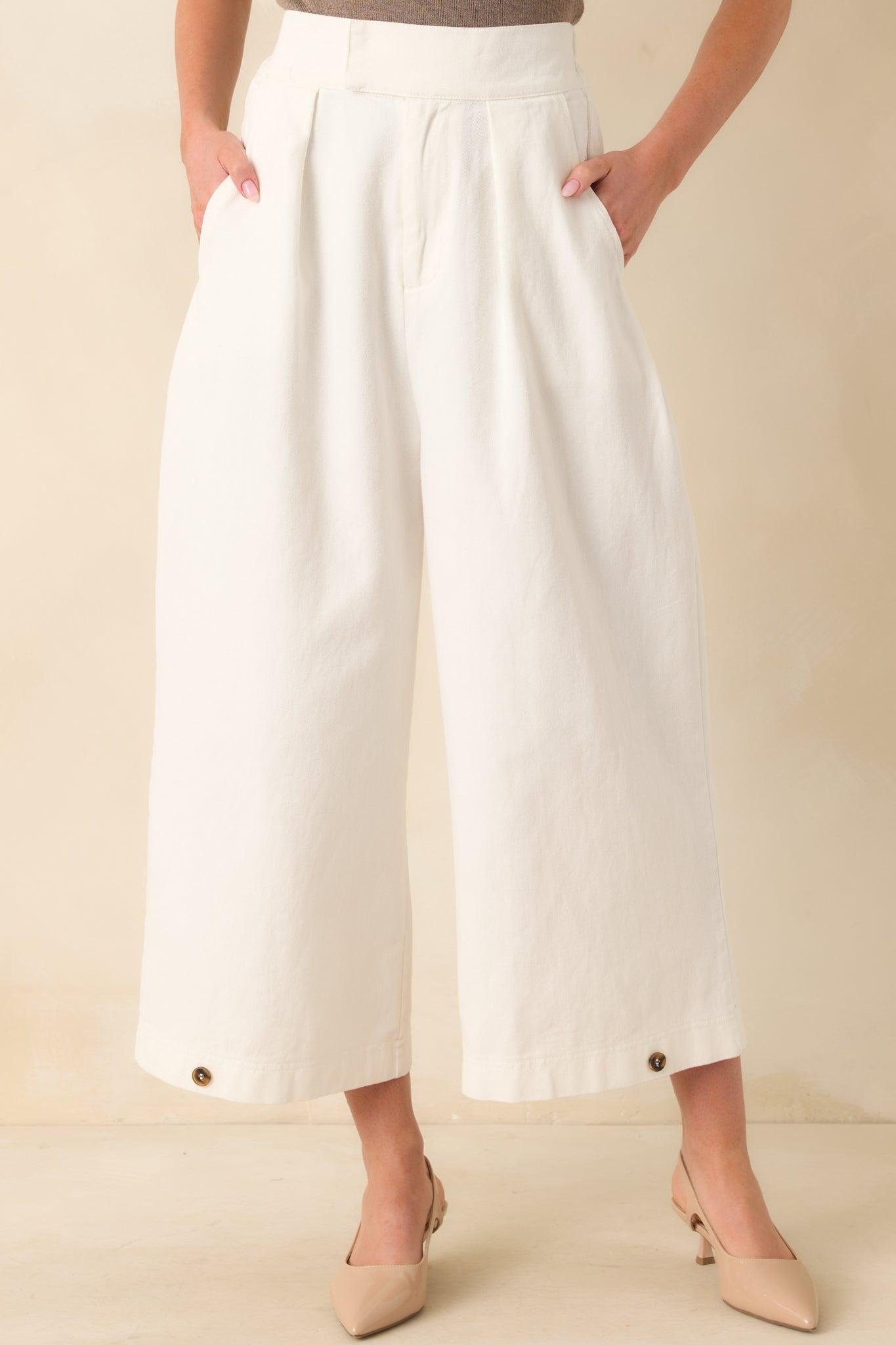 Coastal Comfort Cotton Ivory Pants Product Image