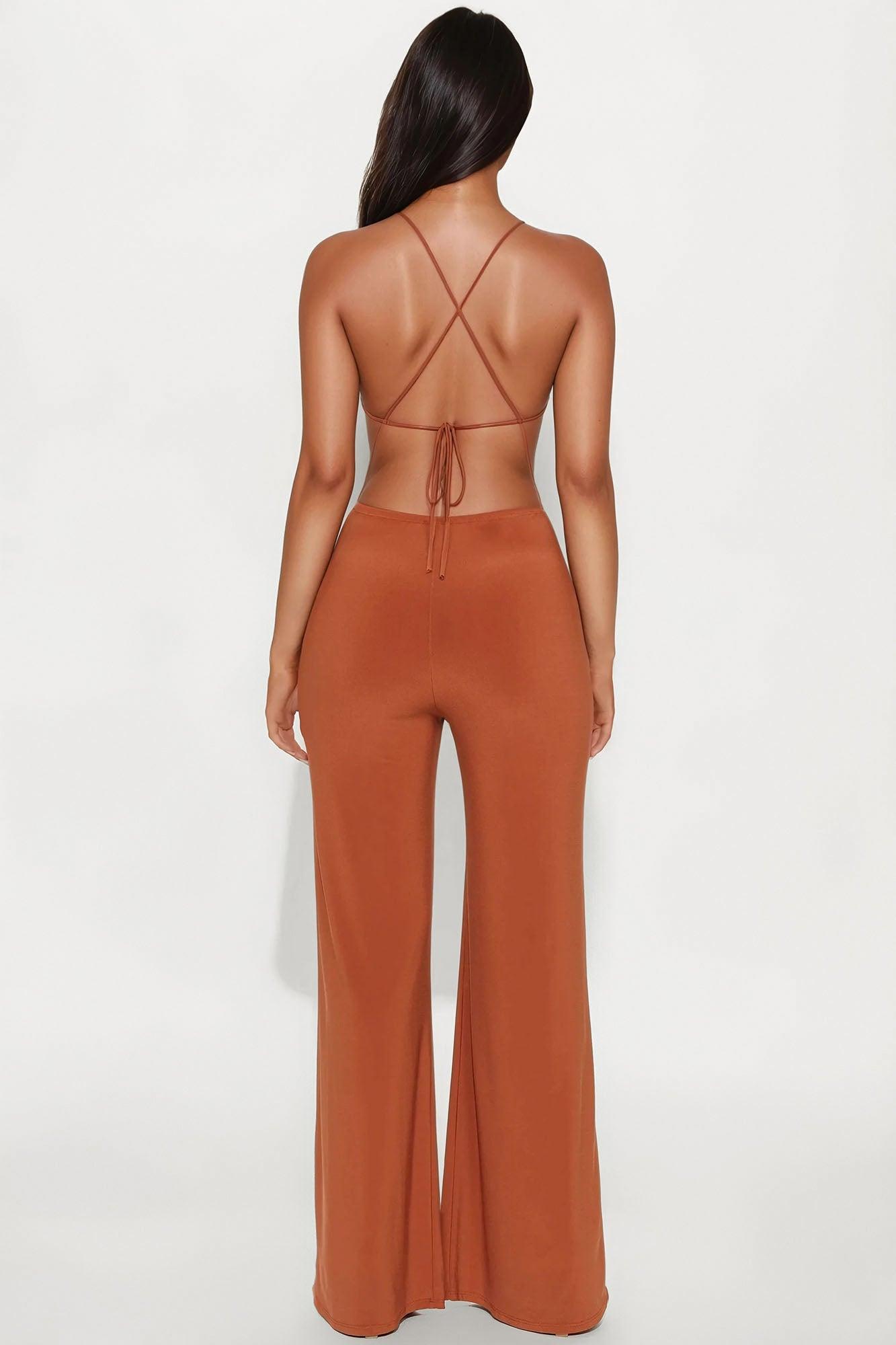 Emelie Wide Leg Jumpsuit - Camel Product Image