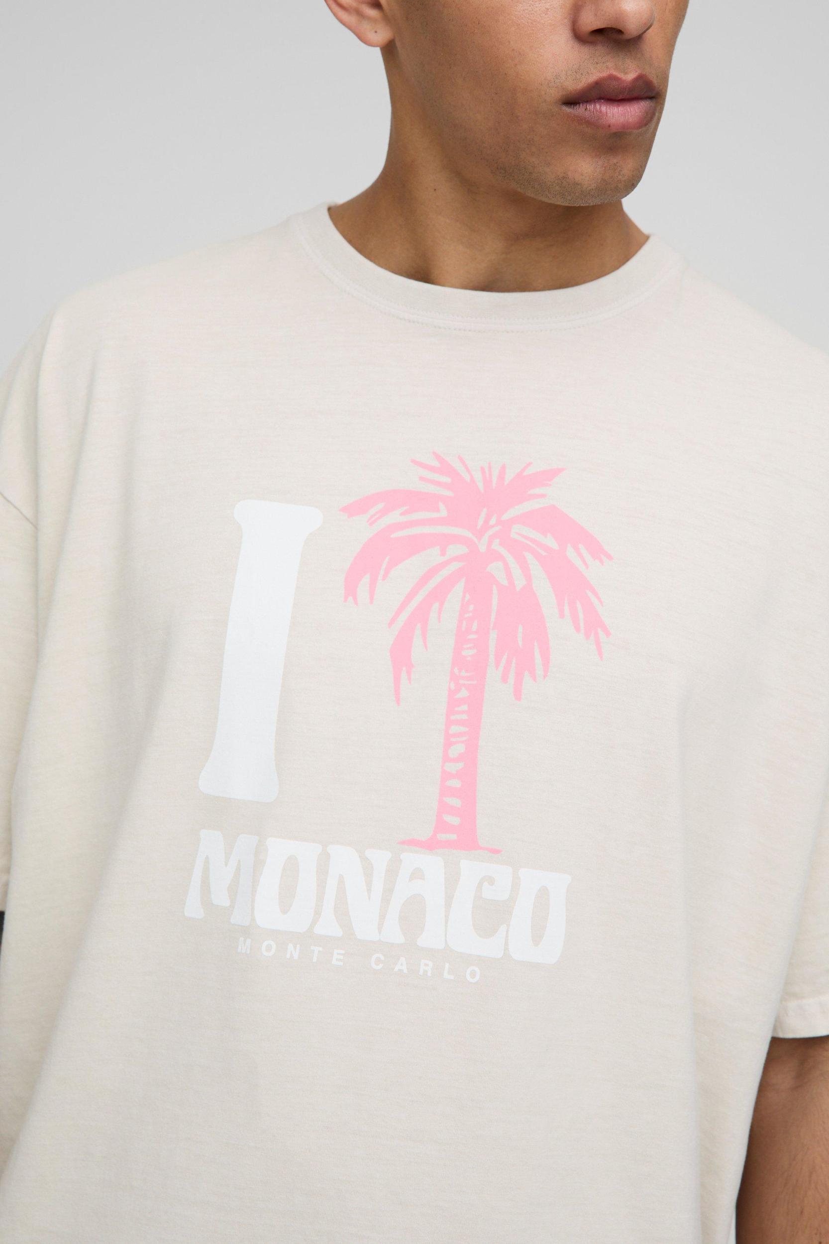 Oversized Monaco Palm Tree Washed Graphic T Shirt | boohooMAN USA Product Image